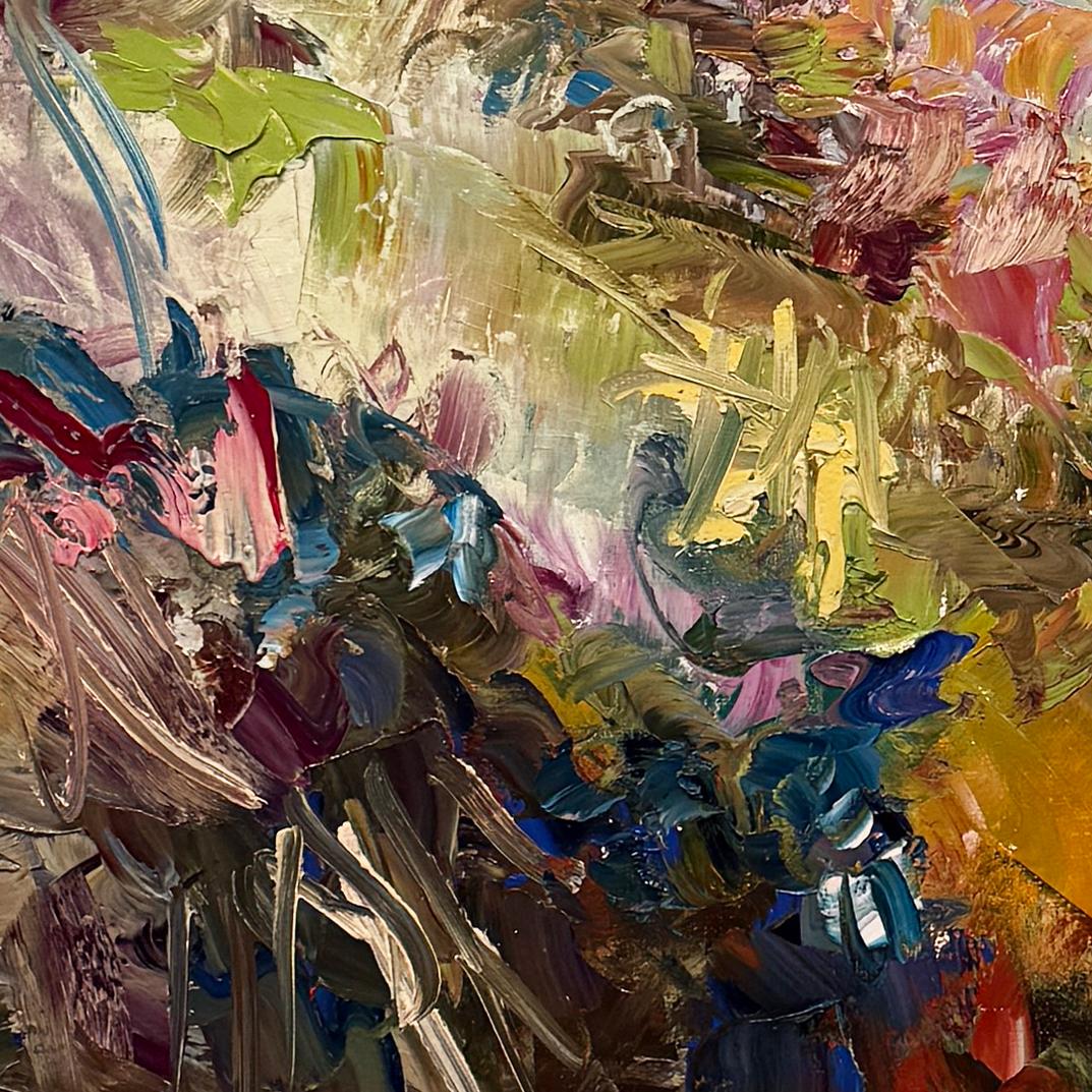 In her paintings, Christine Hayman concerns herself with space. She is interested in how forms are energized by the space around them, especially when incorporated into paintings with vivid contrasting colors and thick painterly textures. Inspired