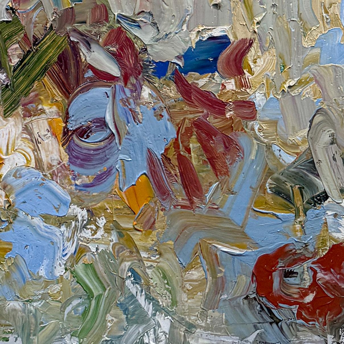 In her paintings, Christine Hayman concerns herself with space. She is interested in how forms are energized by the space around them, especially when incorporated into paintings with vivid contrasting colors and thick painterly textures. Inspired