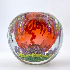 Chris Heilman Wisteria Vase Künstler Studio Kunst Glas Briefbeschwerer Ball Knospe