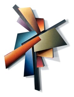 Line Interrupted - Hand Painted Steel Wall Sculpture Abstract Geometric Form