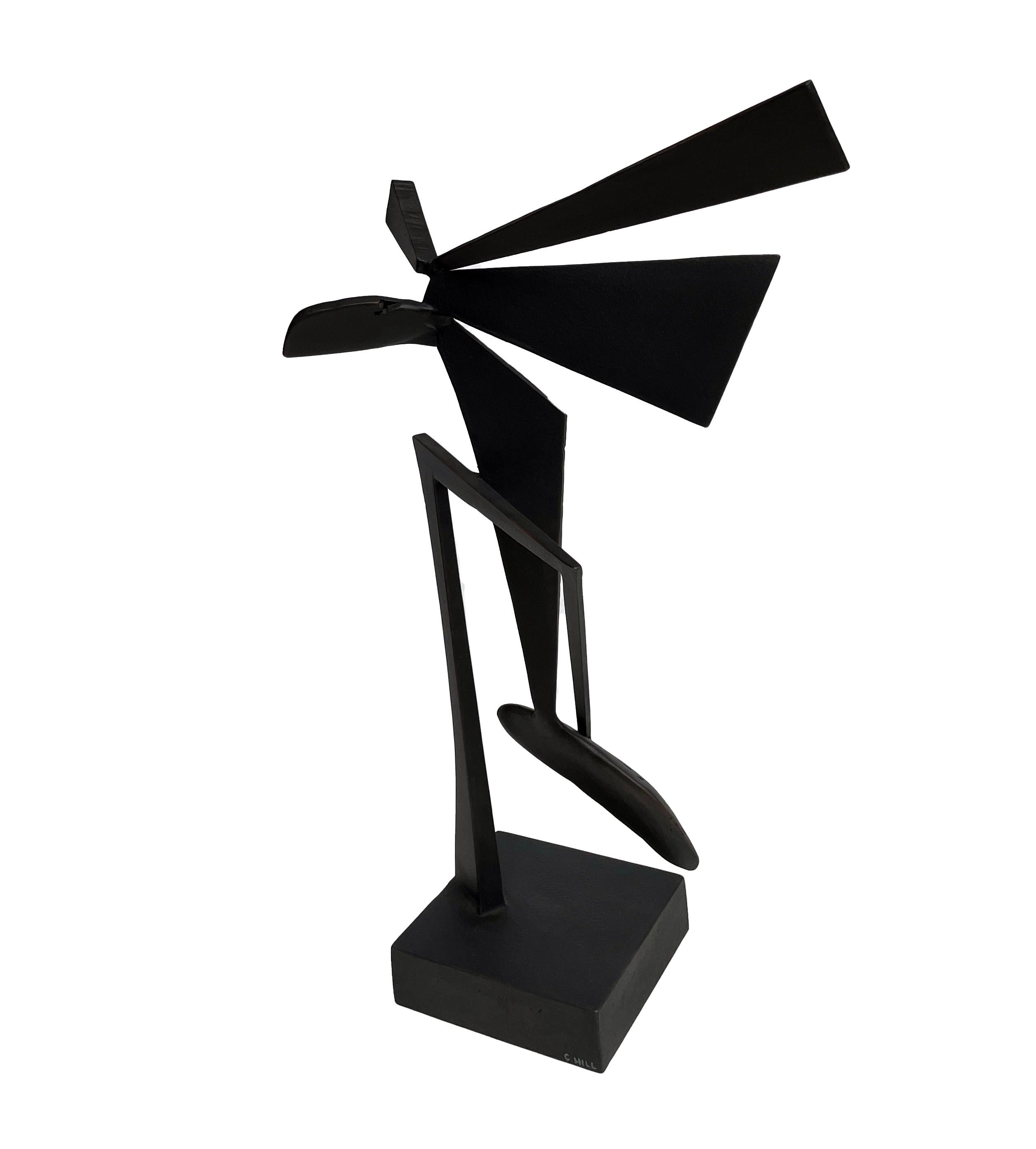  Looking Back - Black Abstract Geometric Form, Welded Steel Sculpture  2