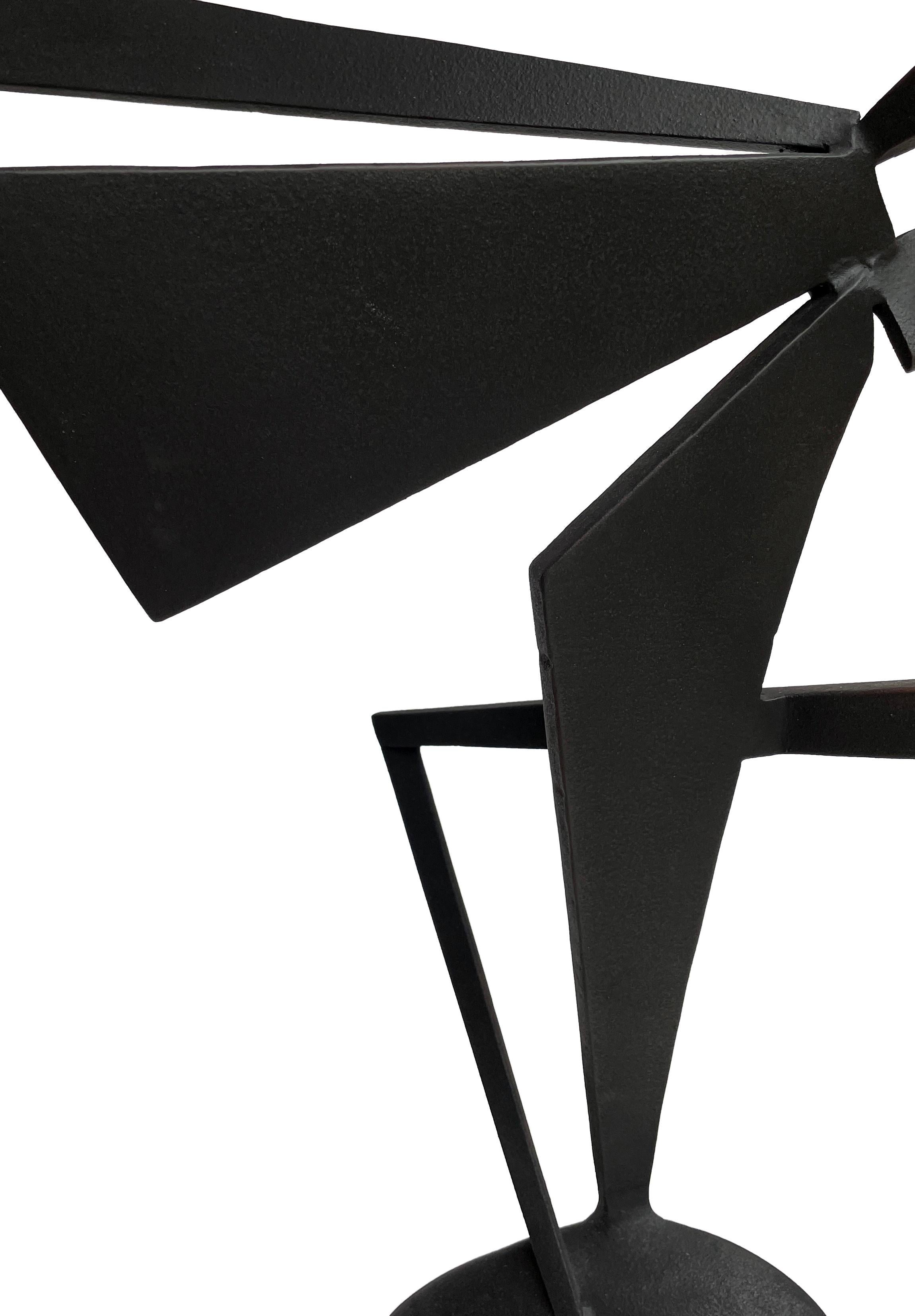  Looking Back - Black Abstract Geometric Form, Welded Steel Sculpture  7