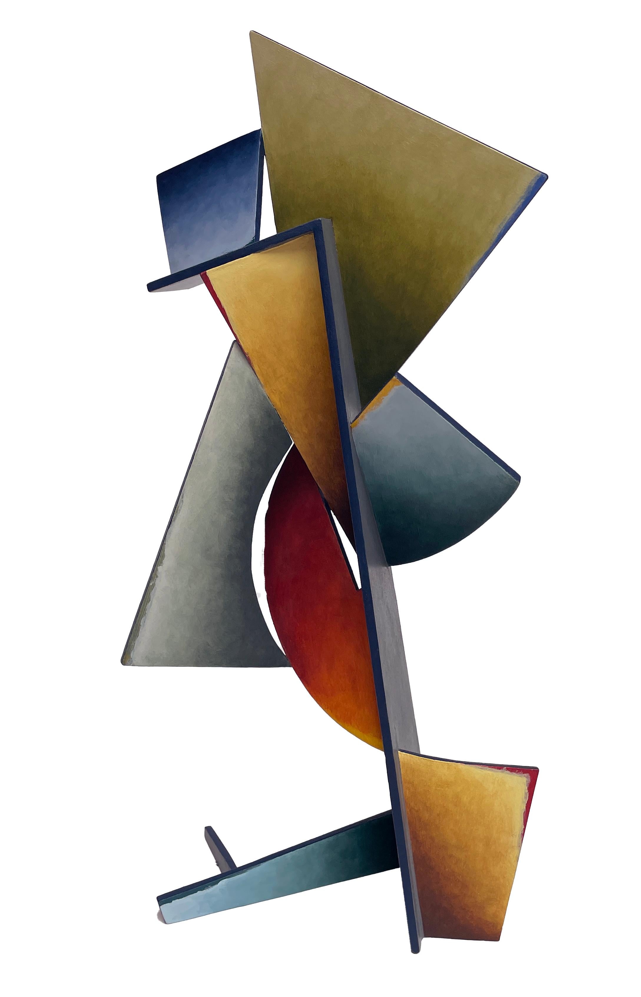Nightfall Dreams - Abstract Geometric Form, Hand Painted Welded Steel Sculpture 