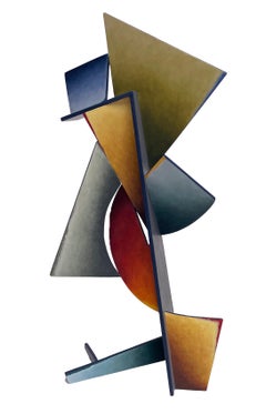 Nightfall Dreams - Abstract Geometric Form, Hand Painted Welded Steel Sculpture 