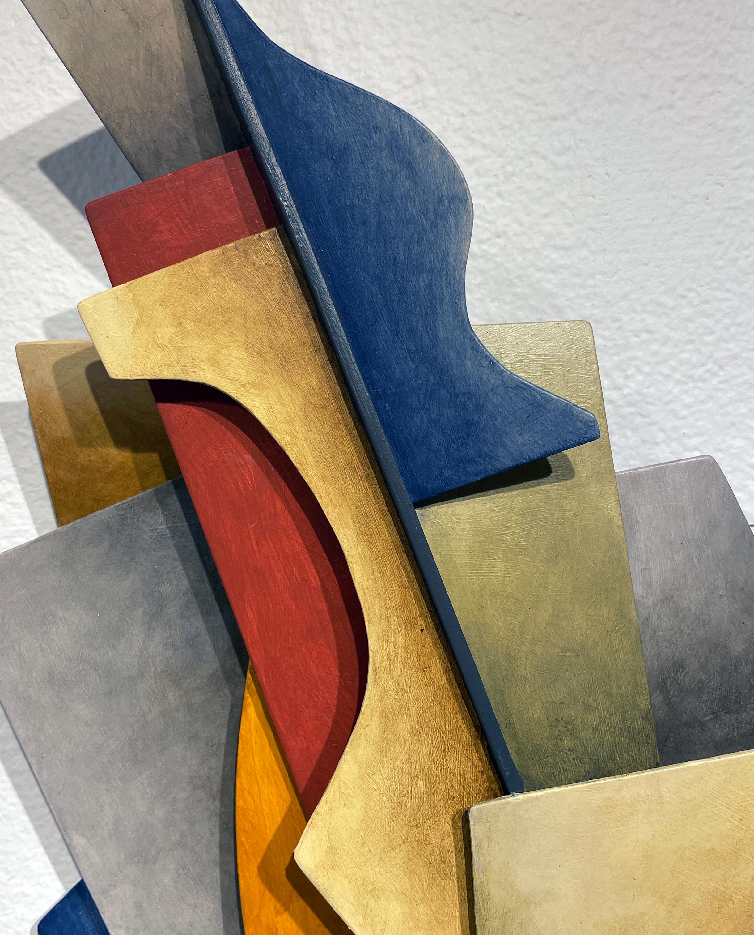 Shifting Plane - Abstract Geometric Form, Painted Welded Steel Wall Sculpture  For Sale 2