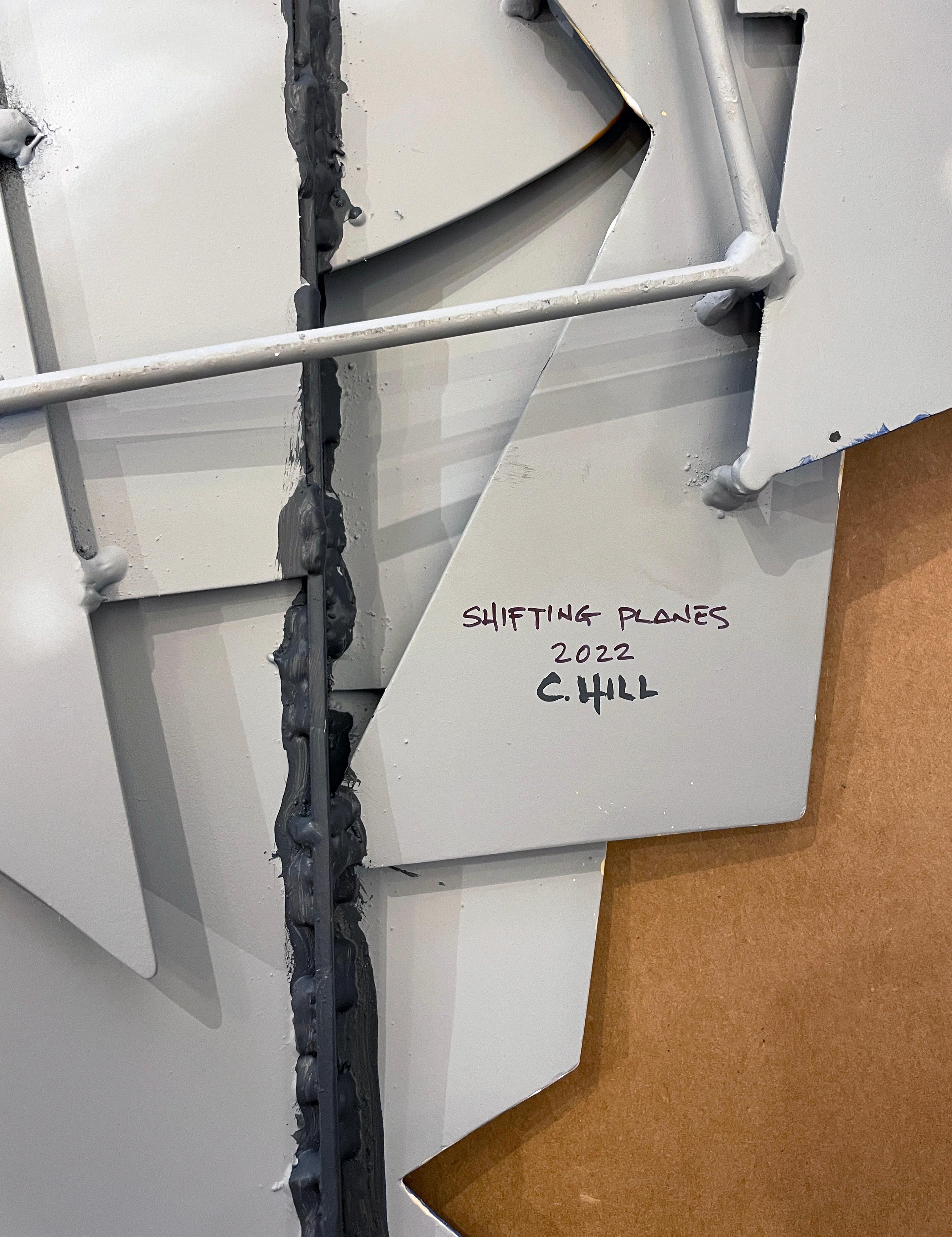 Shifting Plane - Abstract Geometric Form, Painted Welded Steel Wall Sculpture For Sale 4