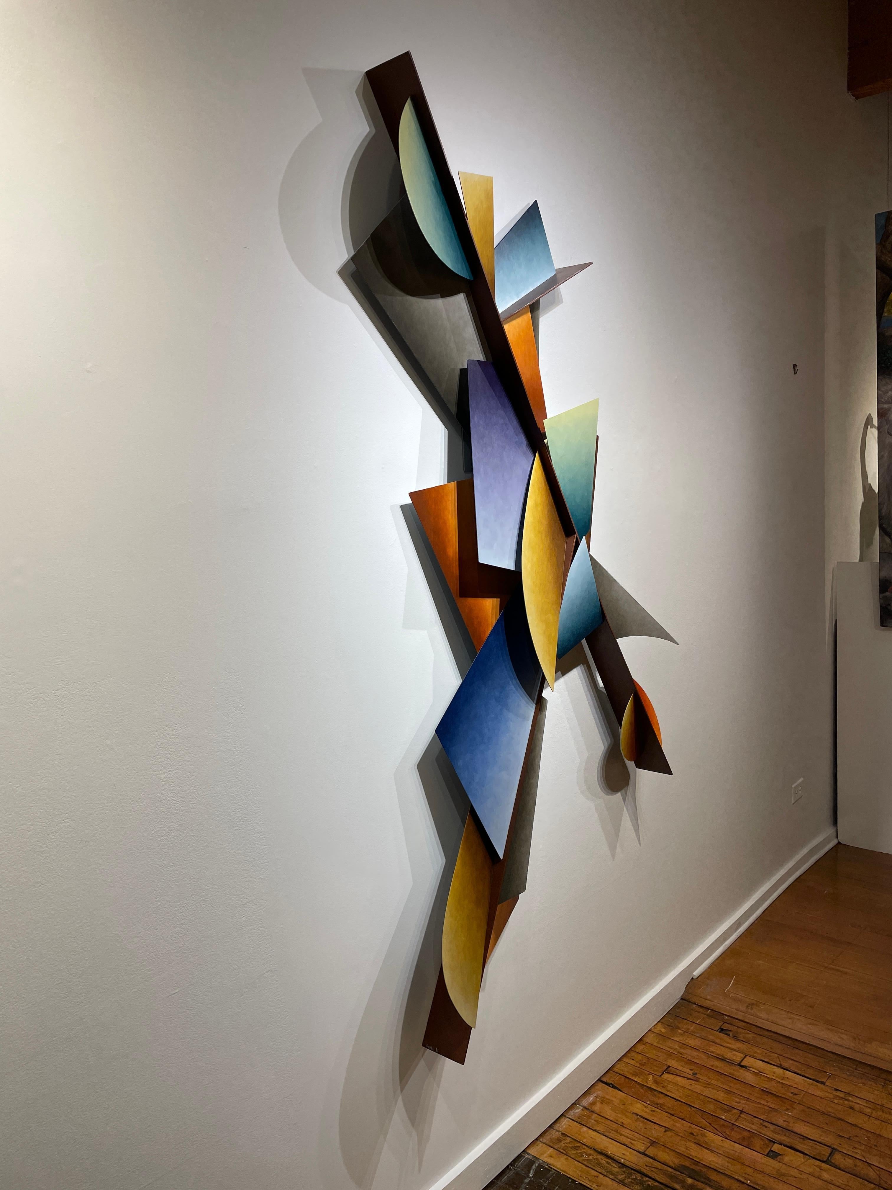 Shifting Winds - Three Dimensional Steel Wall Sculpture, Linear Geometric Form 9