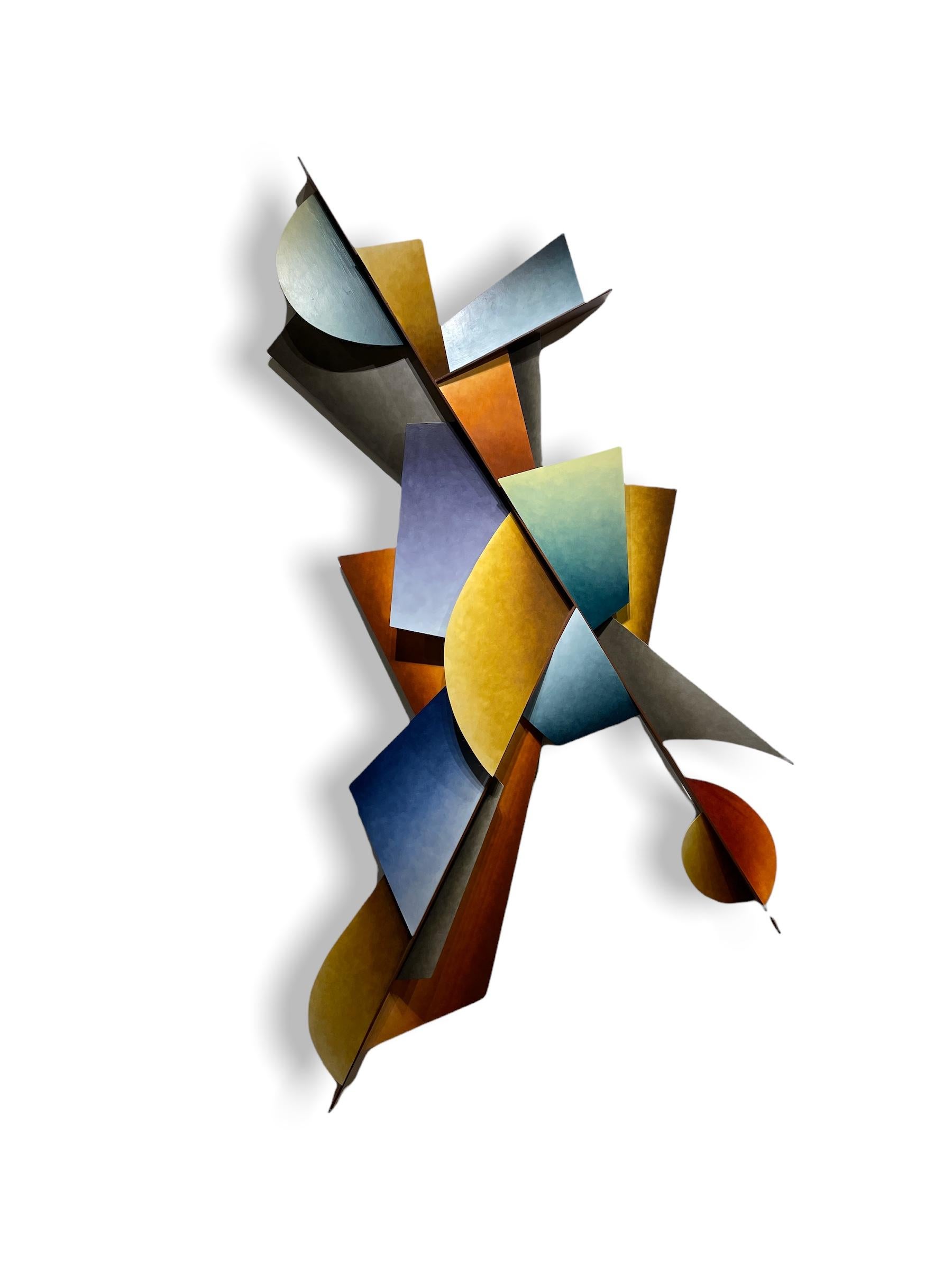 Shifting Winds - Three Dimensional Steel Wall Sculpture, Linear Geometric Form - Mixed Media Art by Chris Hill