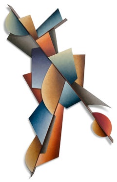 Shifting Winds - Three Dimensional Steel Wall Sculpture, Linear Geometric Form