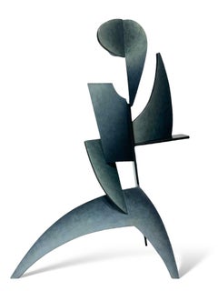 Used Spirit - Abstract Geometric Form, Hand Painted, Welded Steel Sculpture 