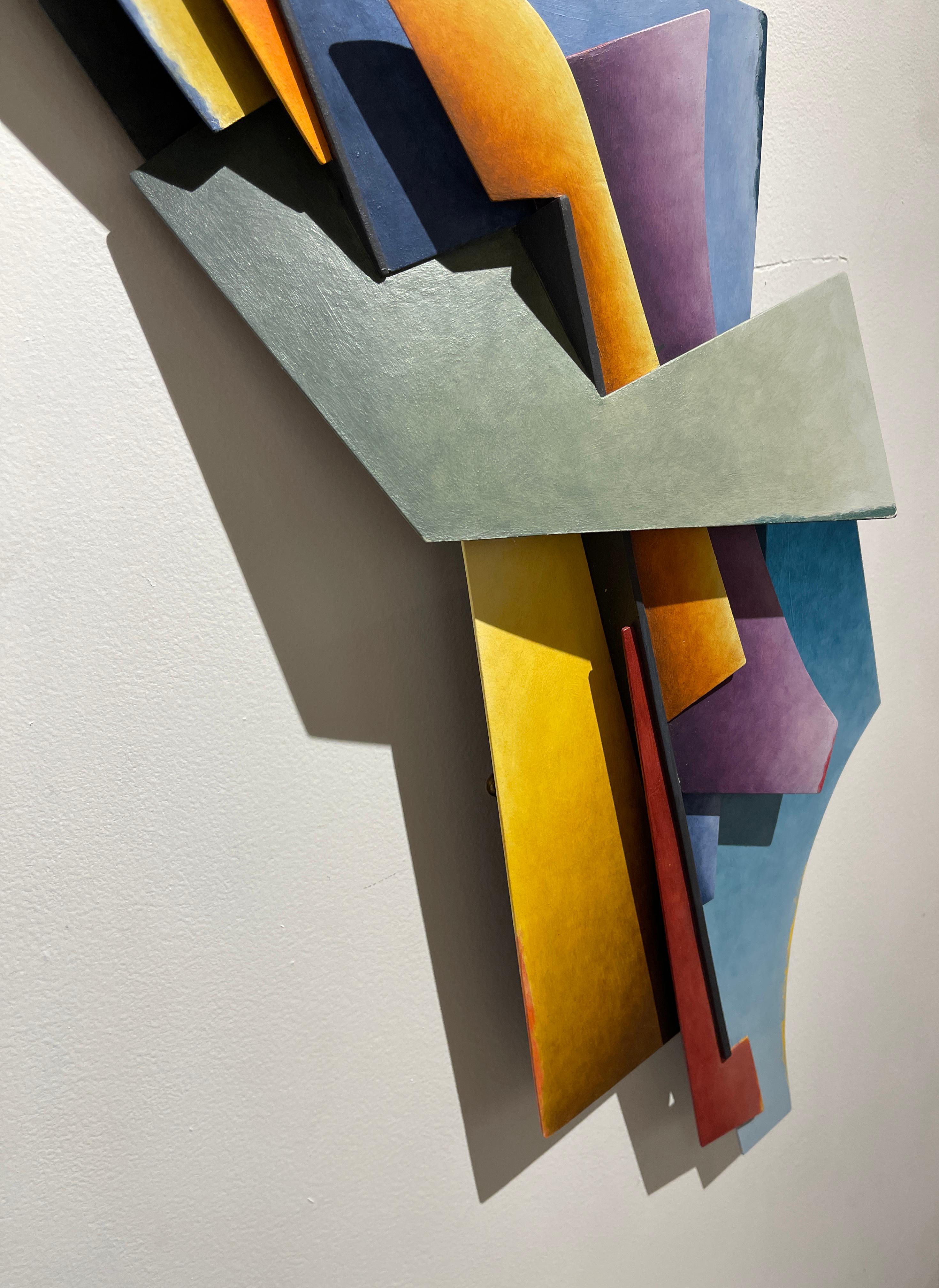 The Journey - Abstract Geometric Form, Hand Painted Welded Steel Wall Sculpture  1