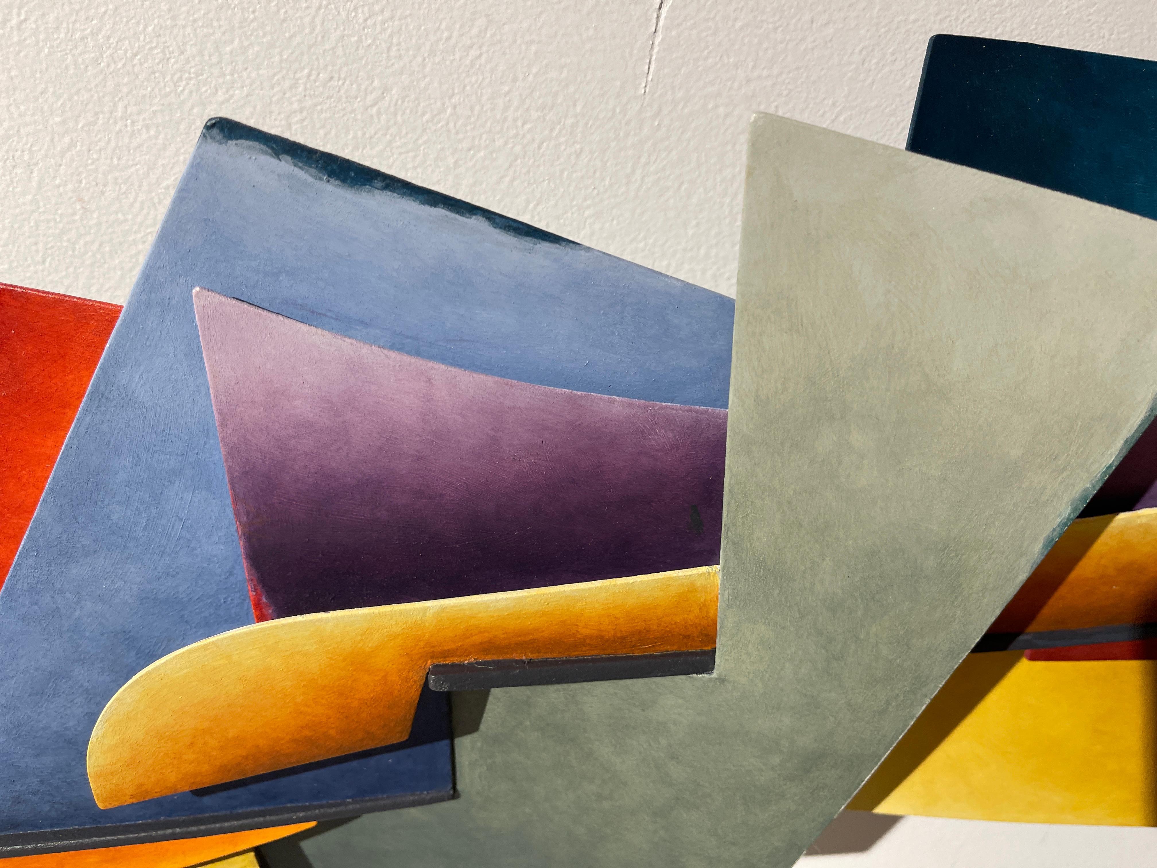 The Journey - Abstract Geometric Form, Hand Painted Welded Steel Wall Sculpture 4
