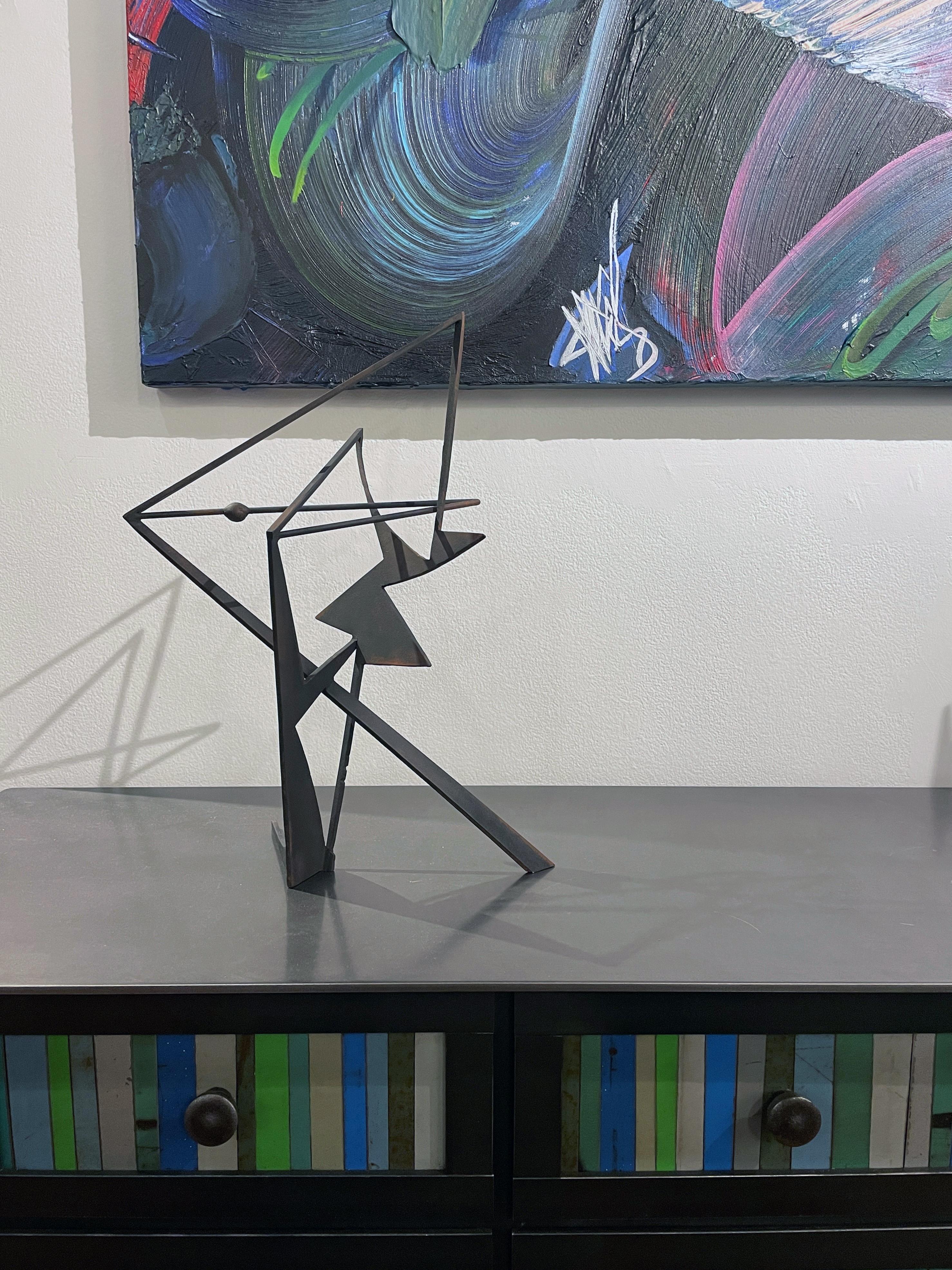 The Shortest Distance - Abstract Geometric Form, Welded Steel Sculpture  7