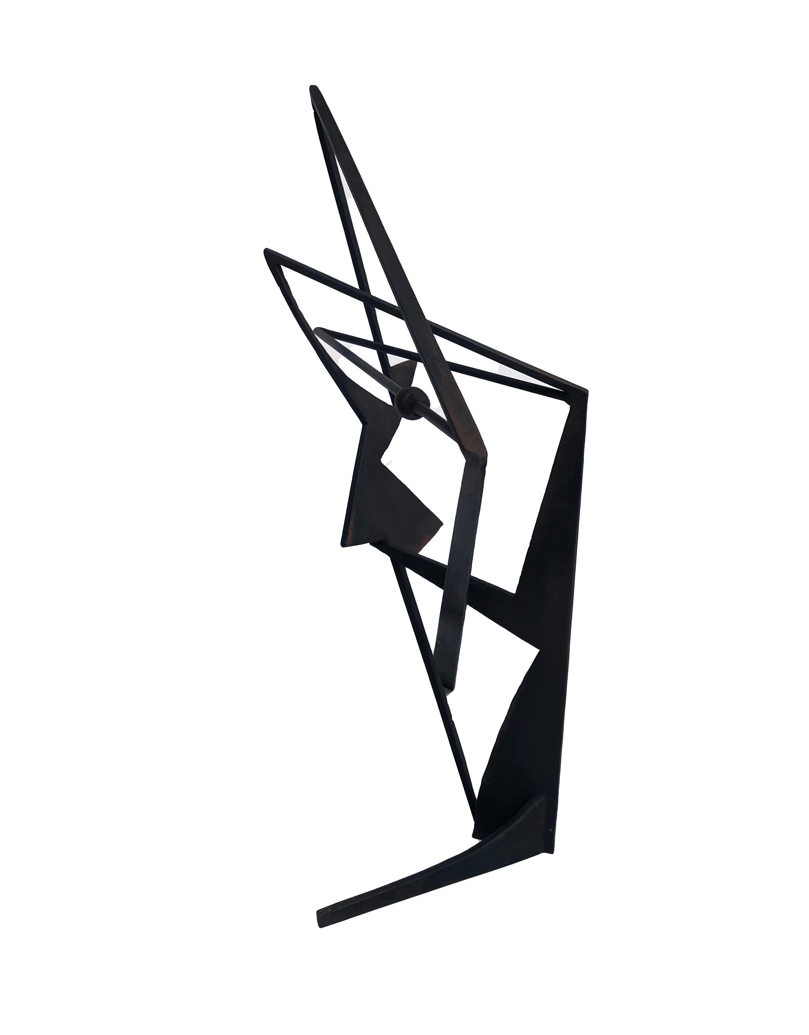 The Shortest Distance - Abstract Geometric Form, Welded Steel Sculpture  - Black Abstract Sculpture by Chris Hill