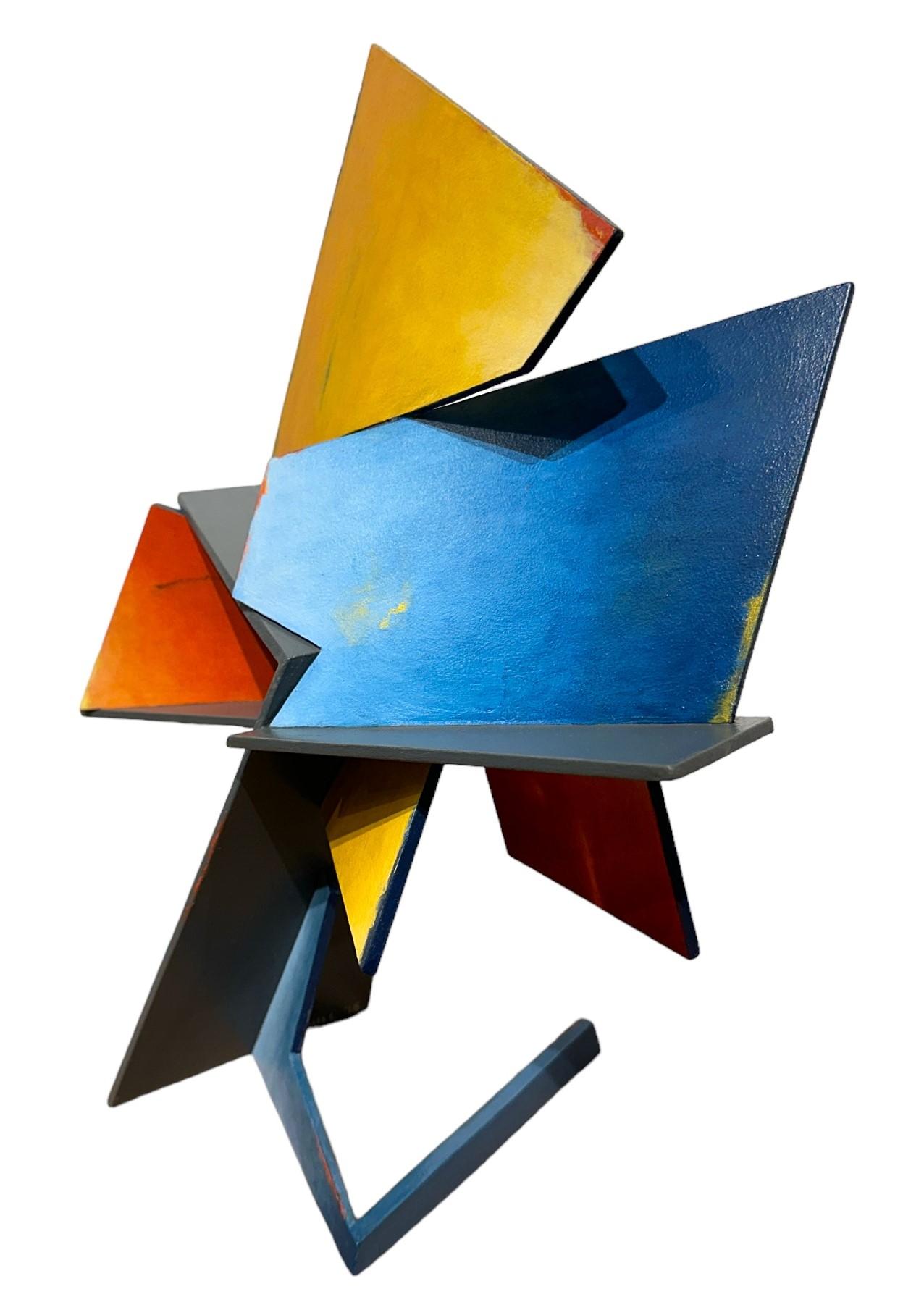 Zia Rising - Geometric Steel Sculpture, Welded Steel, Hand Painted Acrylic For Sale 2