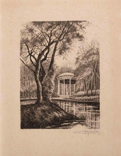 Chris Holmer - Temple in a Woodland Park - Etching by Chris Holmer - 20th Century Temple in a Woodland Park - Etching by Chris Holmer - 20th Century