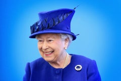 Her Royal Majesty The Queen Elizabeth II In Blue - signed limited edition