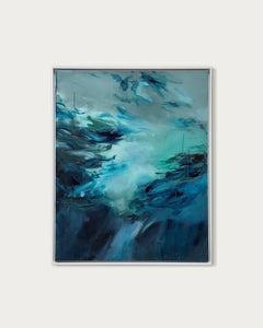 Aqua I - Contemporary Abstract Painting, Ethereal Colors, 100x100 cm