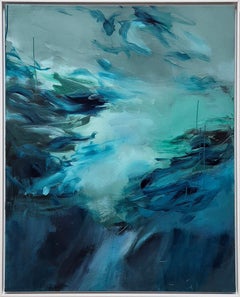 Aqua I - Contemporary Abstract Painting, Ethereal Colors, 100x100 cm
