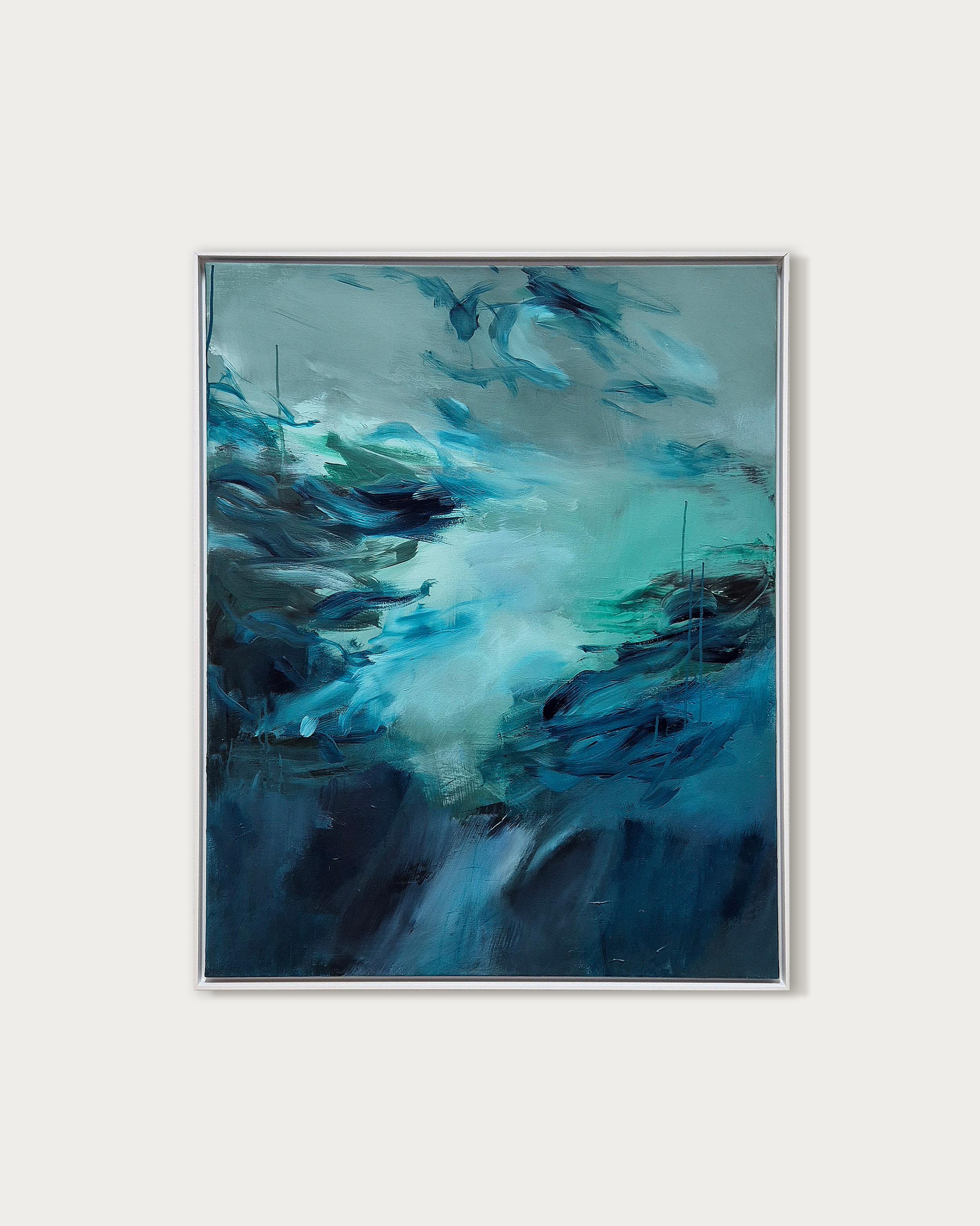 Aqua I - Zeitgenössische abstrakte Malerei – Painting von Chris Kamprad
