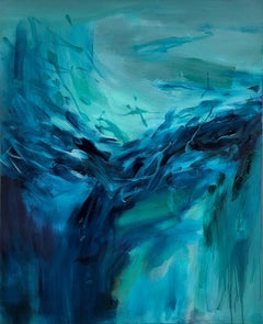 Aqua II - Contemporary Abstract Painting, Ethereal Colors, 100x80 cm