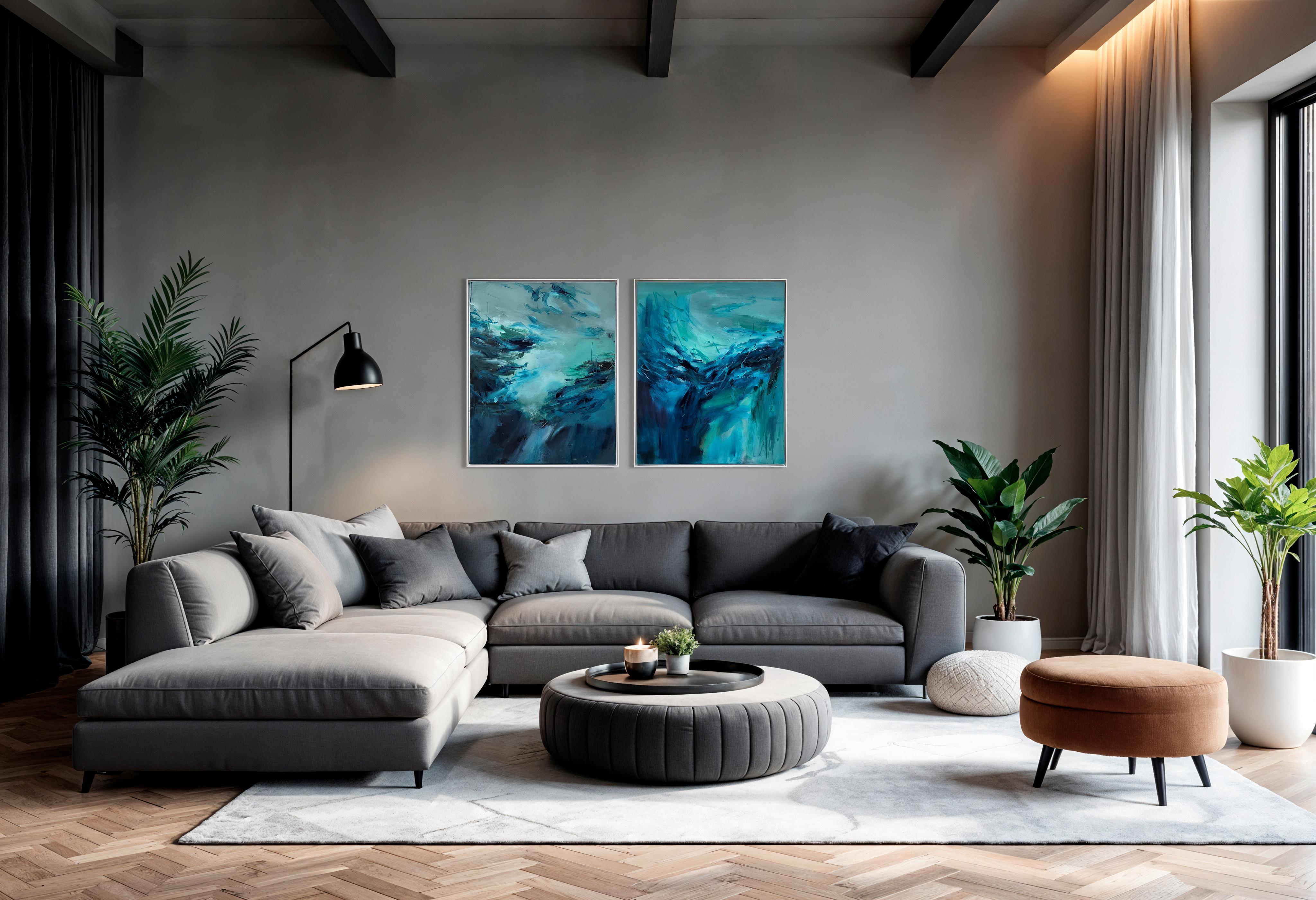 Aqua II - Contemporary abstract Painting For Sale 6