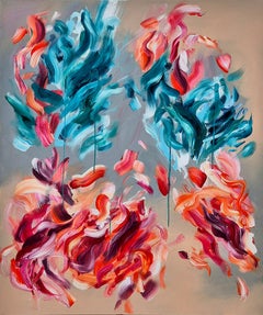 Marillenglanz – Contemporary Expressionist Abstract Painting in Red, Blue
