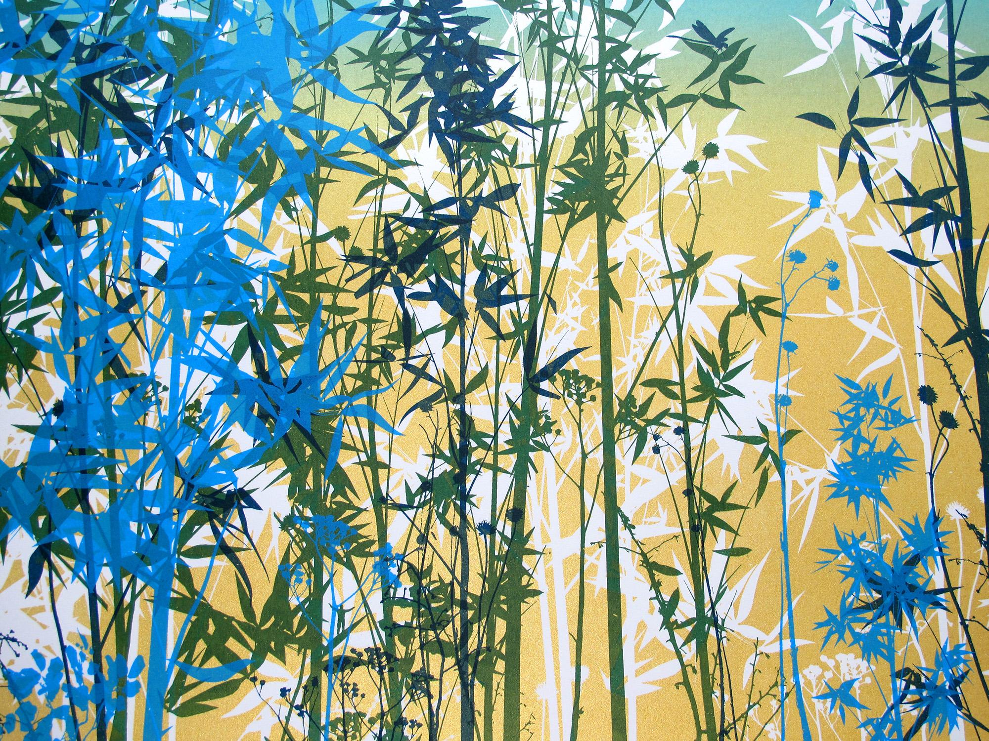 Bamboo Kingdom  - Blue Landscape Print by Chris Keegan