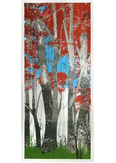 Chris Keegan, Woodland Birch, Landscape Art, Tree Art, Red Art, Green Art