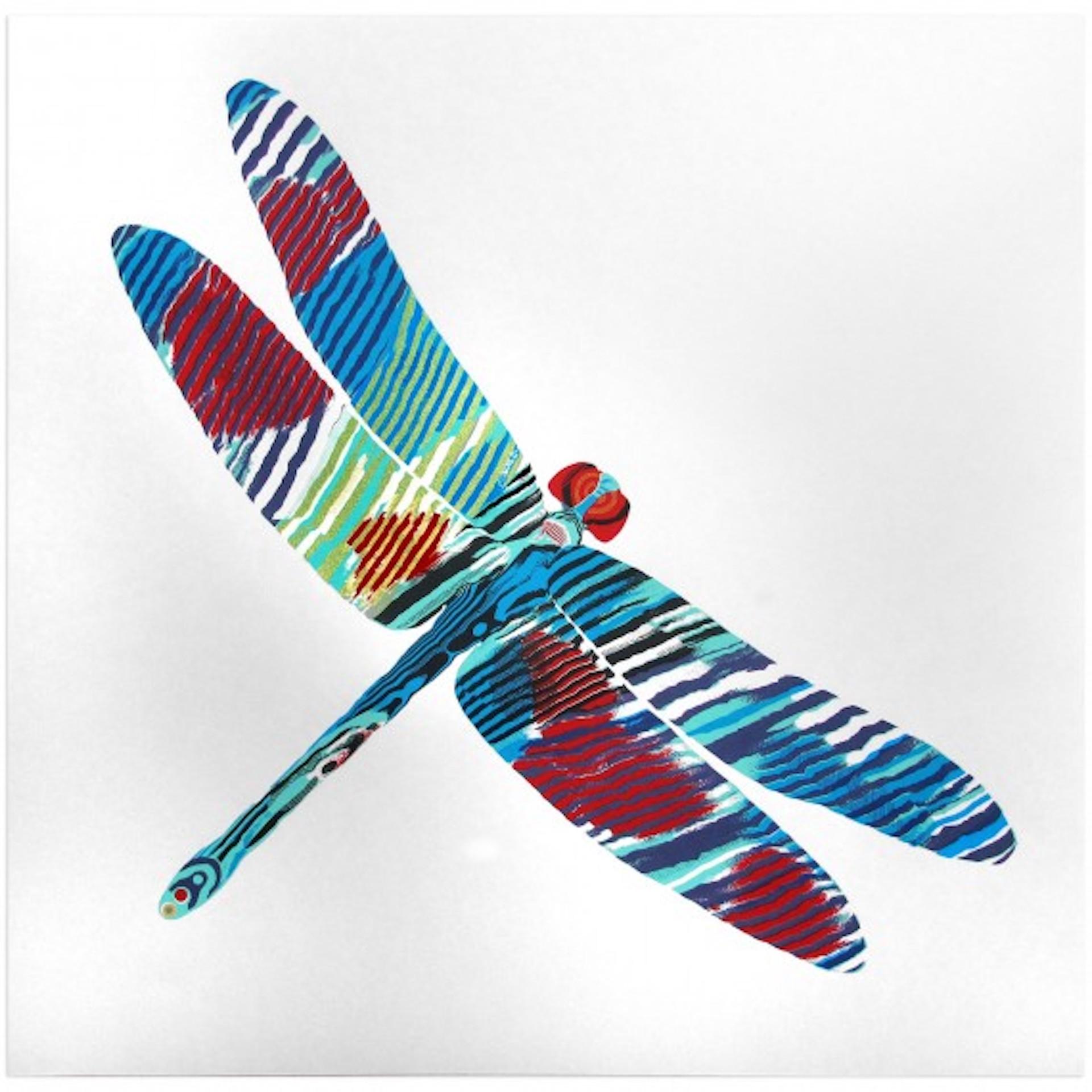Chris Keegan Abstract Print - Dragonfly, Limited Edition Print, Colourful Animal Art, Wildlife Insect Art
