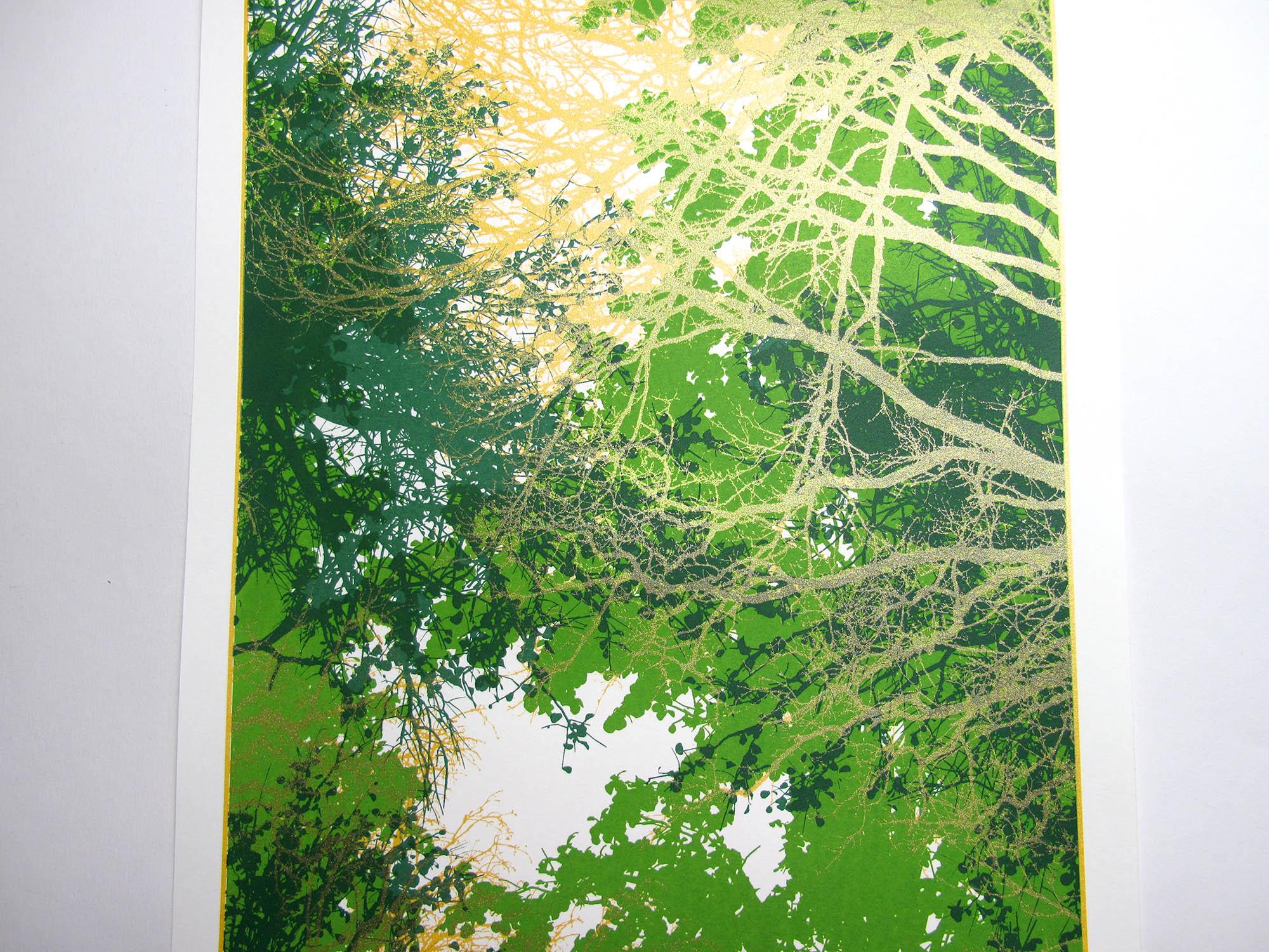 Gilded Forest, Chris Keegan, Landscape Art, Contemporary Art, Handmade Print For Sale 2