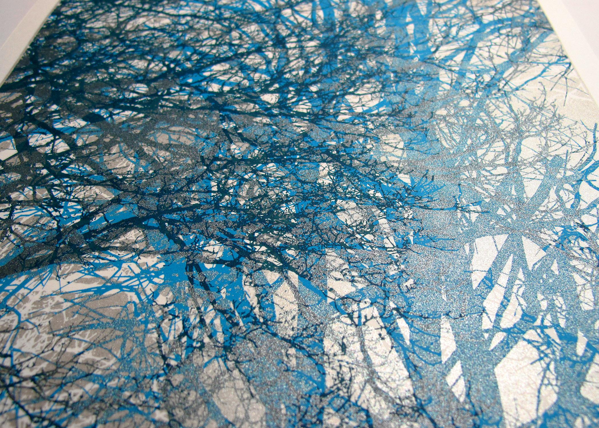 Silberholz, Chris Keegan, Kunst im zeitgenössischen Stil, blaue Kunst, handgefertigte Drucke im Angebot 3
