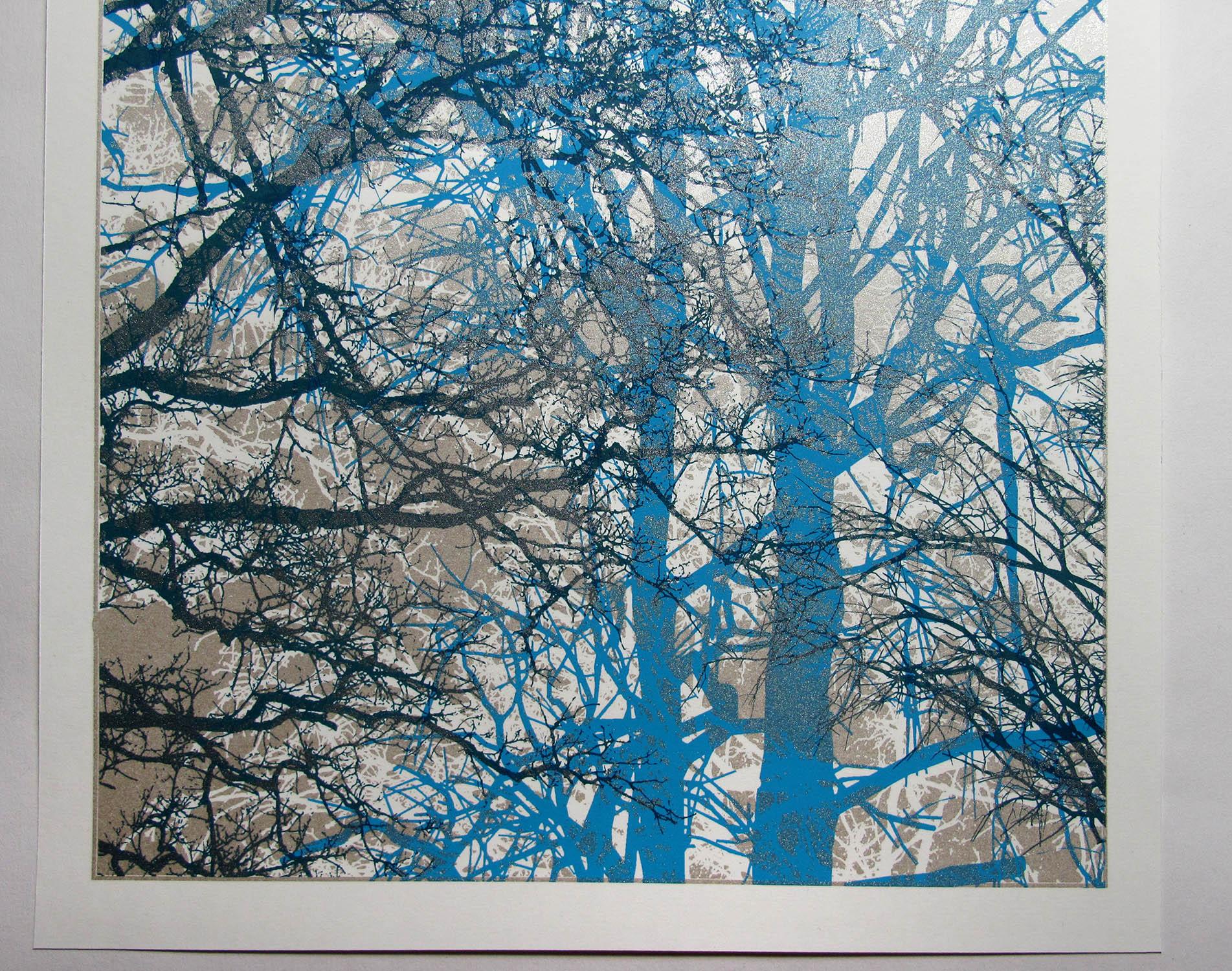 Silverwood, Chris Keegan, Contemporary Style Art, Blue Art, Handmade Prints For Sale 3