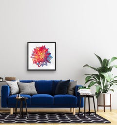 Zeitgenössische Kunst mit Spikes, Siebdrucken, farbenfrohe abstrakte Drucke