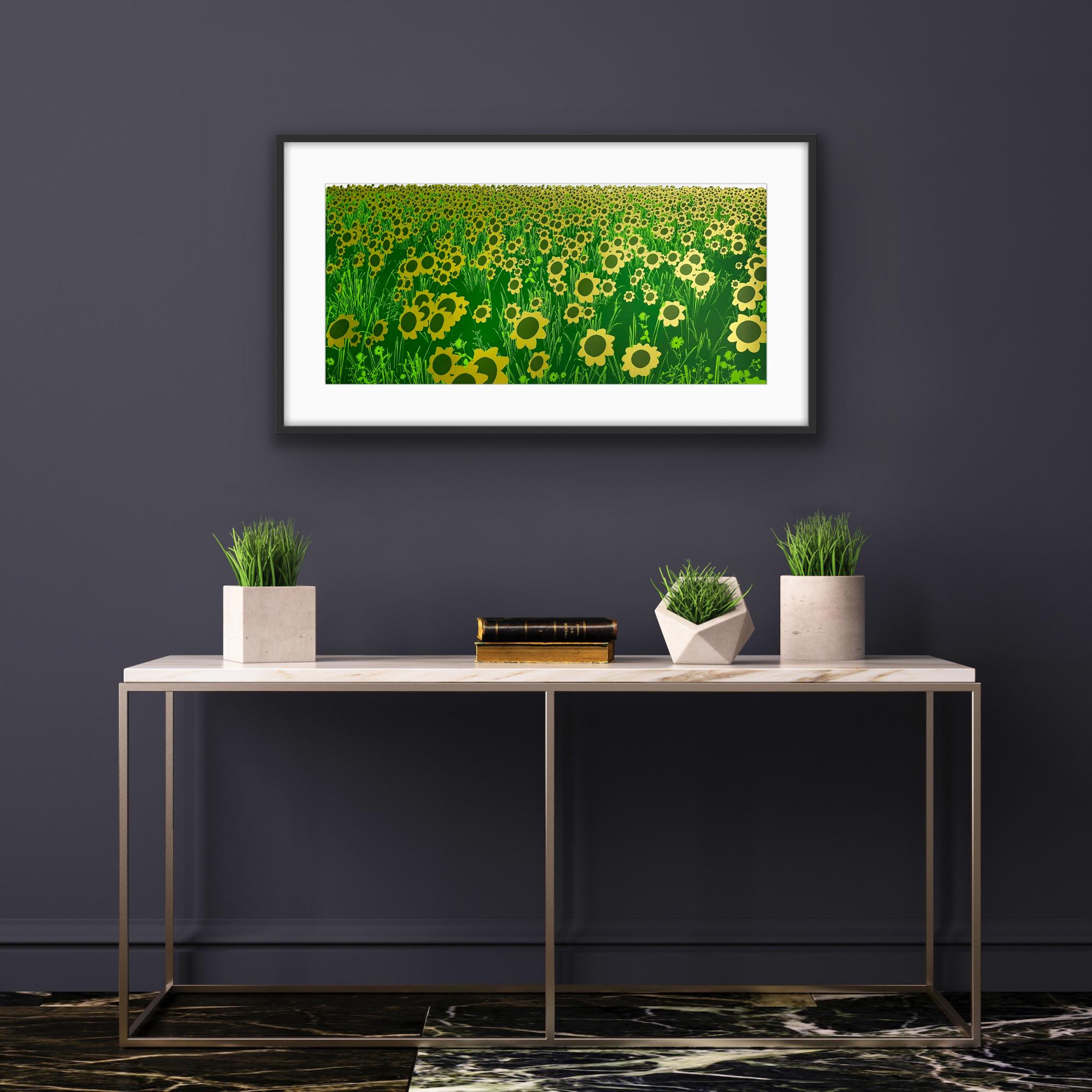 Girasoles, Edición Limitada, Arte Contemporáneo - Print Verde de Chris Keegan
