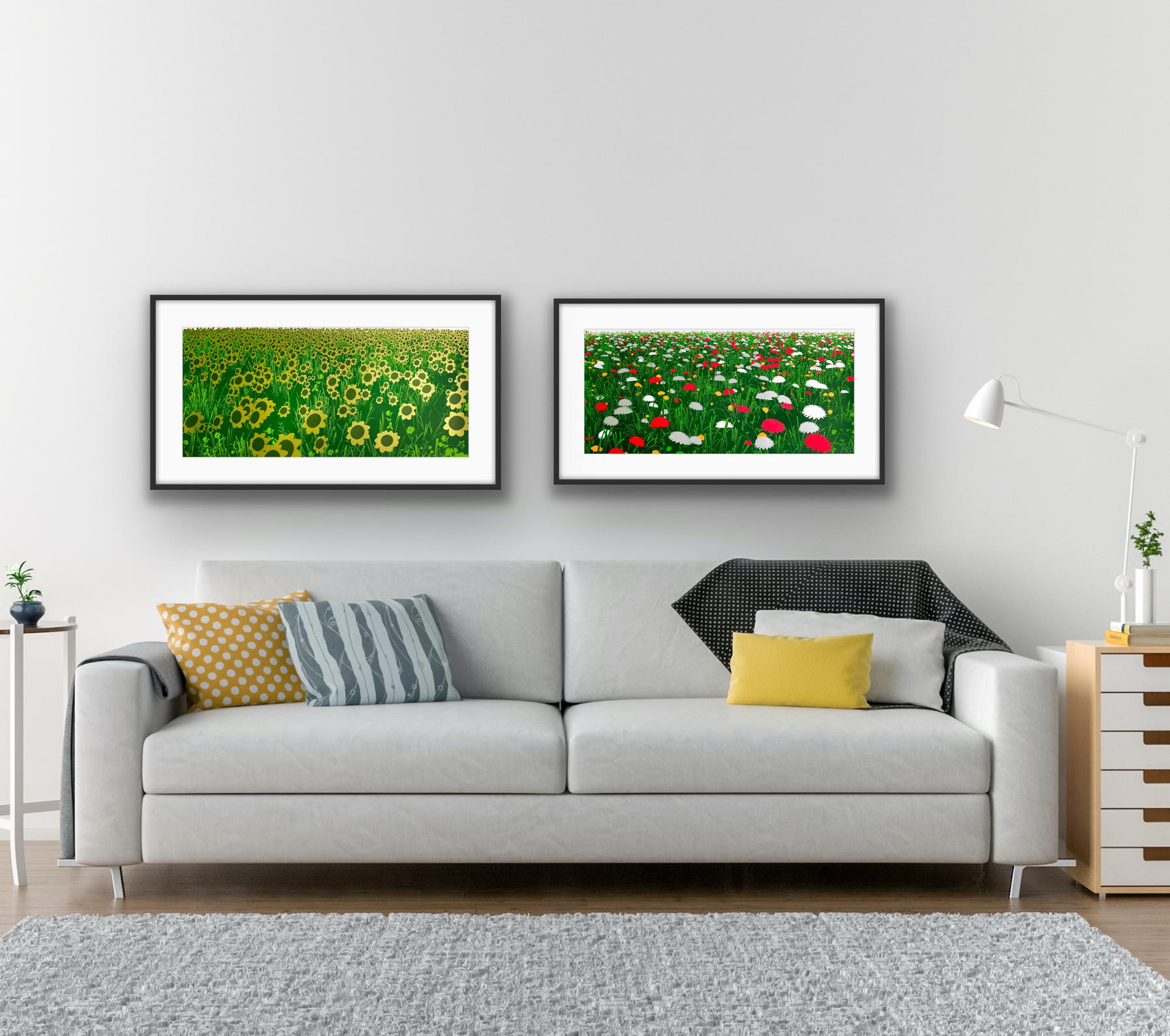 Print de Chris Keegan - Girasoles y Pradera, Díptico, Edición Limitada, Arte Contemporáneo