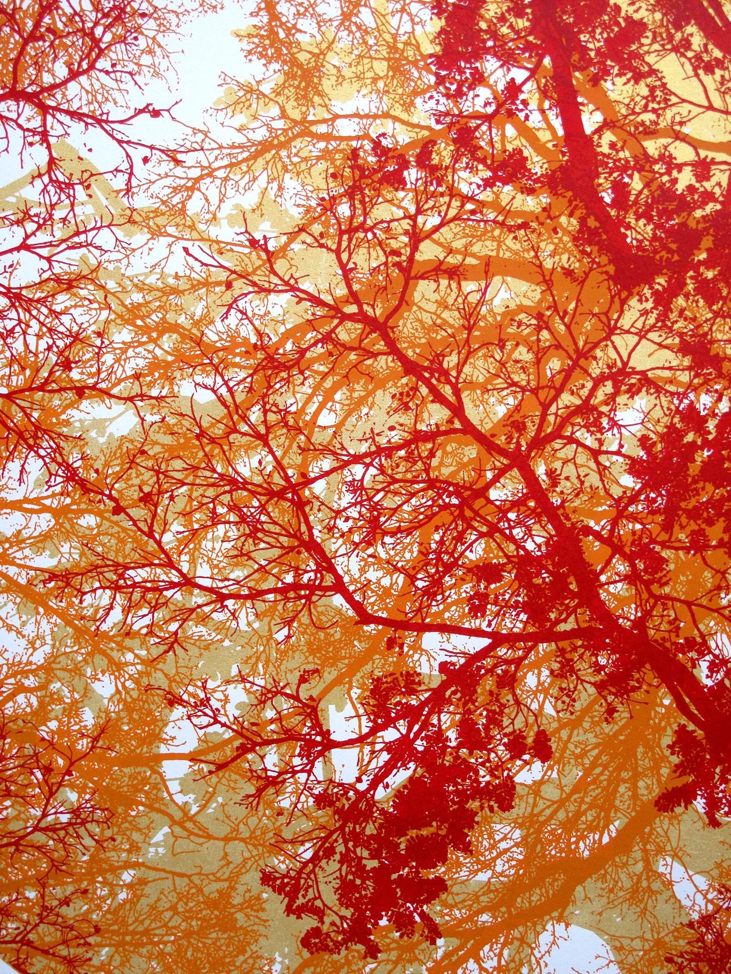 Wilderness, Orange Contemporary Surrealist Graphic Style Handmade Print For Sale 2