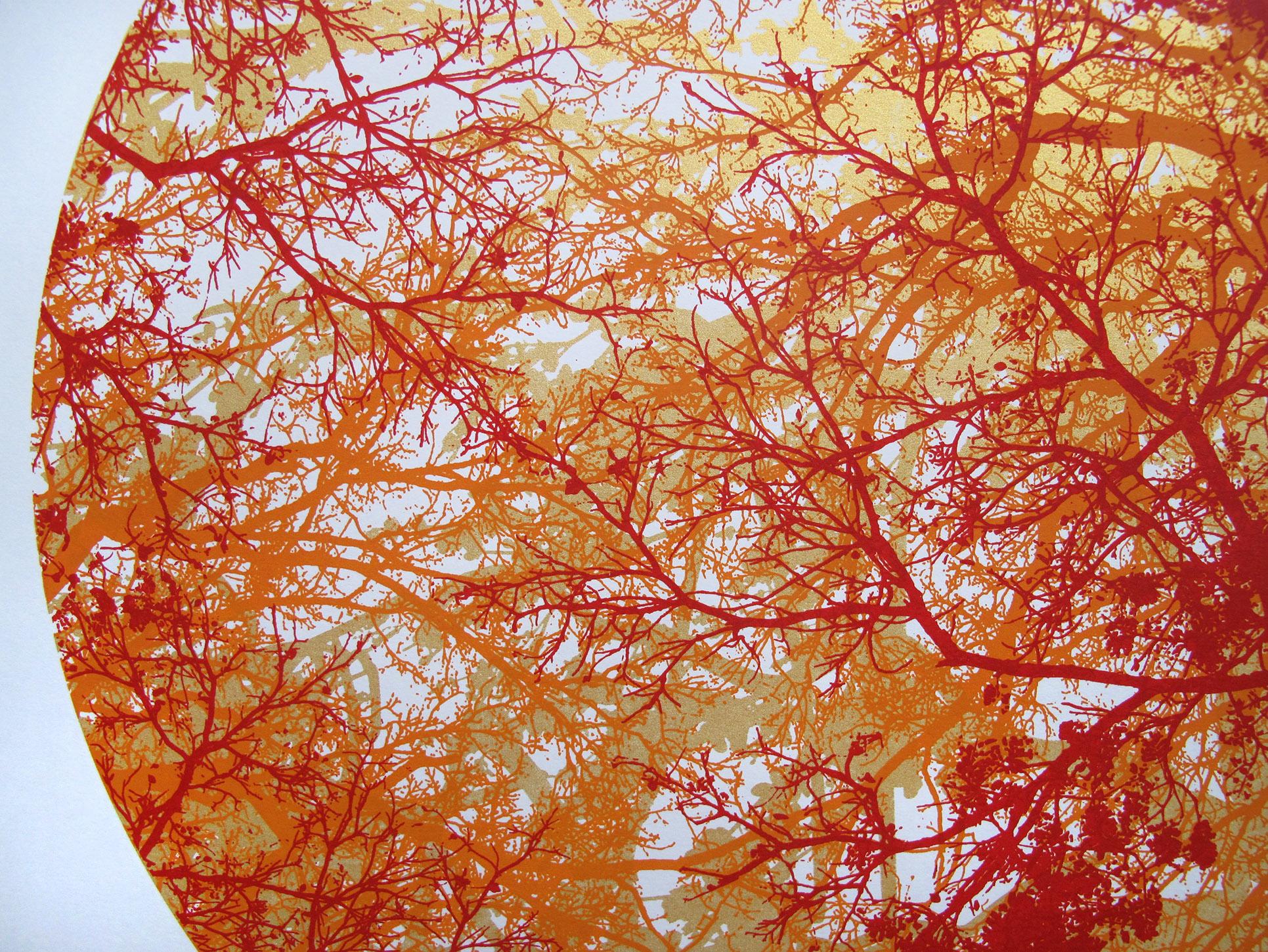 Wilderness, Orange Contemporary Surrealist Graphic Style Handmade Print For Sale 3
