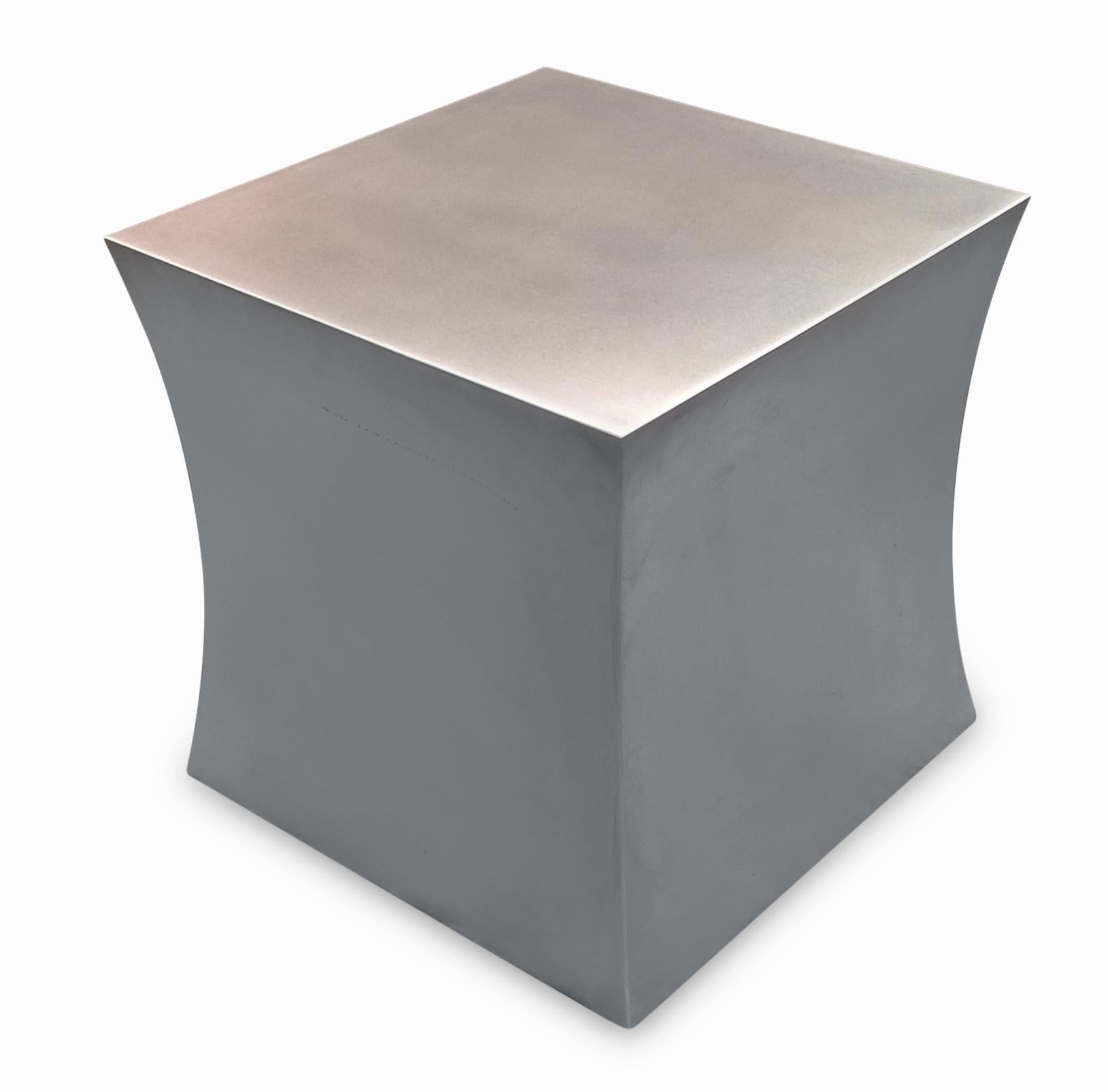 Post-Modern Chris Lehrecke Ralph Pucci Stainless Steel Concave Pedestal Side Table or Stool
