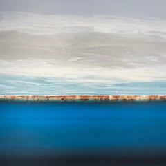 Azure 36" x 60", Peaceful and soothing abstract horizon painting on canvas