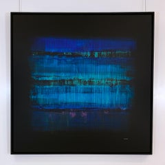 Odyssey 40" x 40", bleu lunaire, violet, noir, toile abstraite colorfield Rothko 