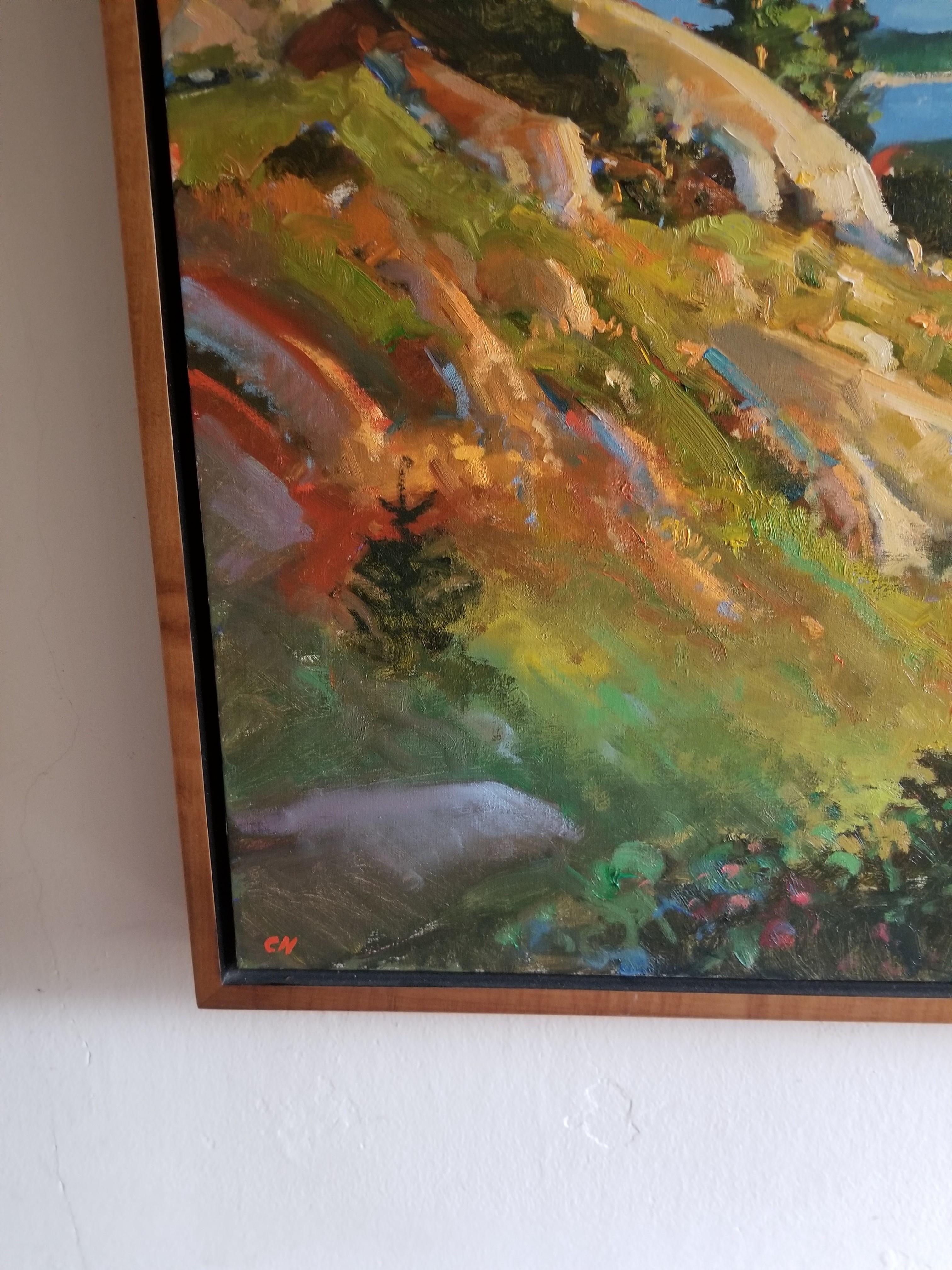 Chris Nissen (nacido en 1949)
Paisaje de Maine, Parque Nacional de Acadia, mirando hacia Bar Harbor, Maine
Óleo sobre lino, 32