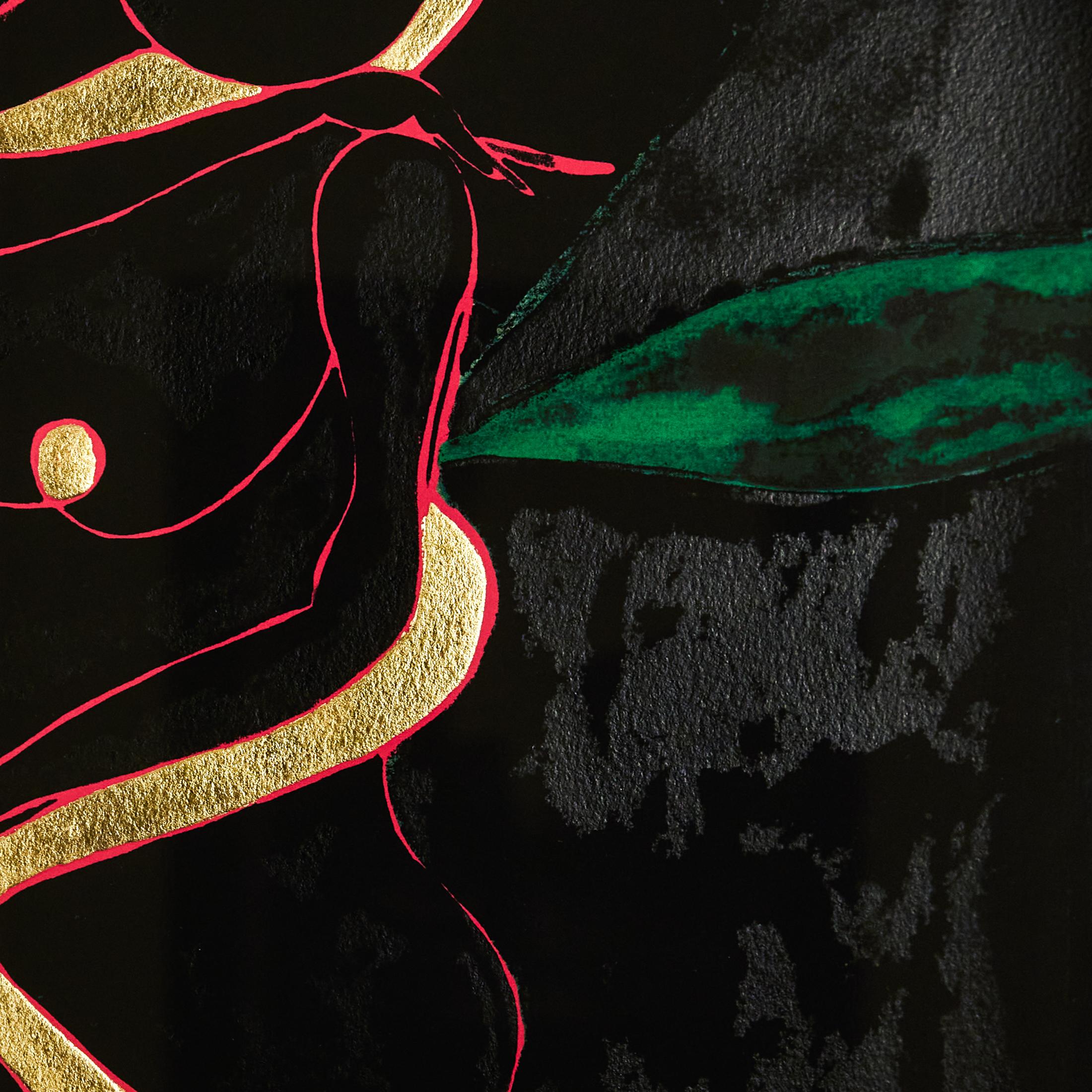 Afro Lunar Lovers II - Gold Figurative Print by Chris Ofili