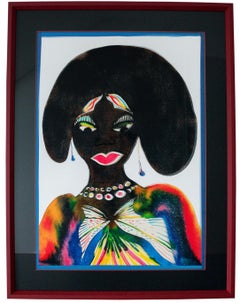 Chris Ofili - "Pareja Afromuse" - impresión digital enmarcada única - edición 2014