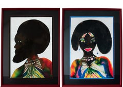Chris Ofili - "Afromuse Couple" - unique framed digital print - edition 2014