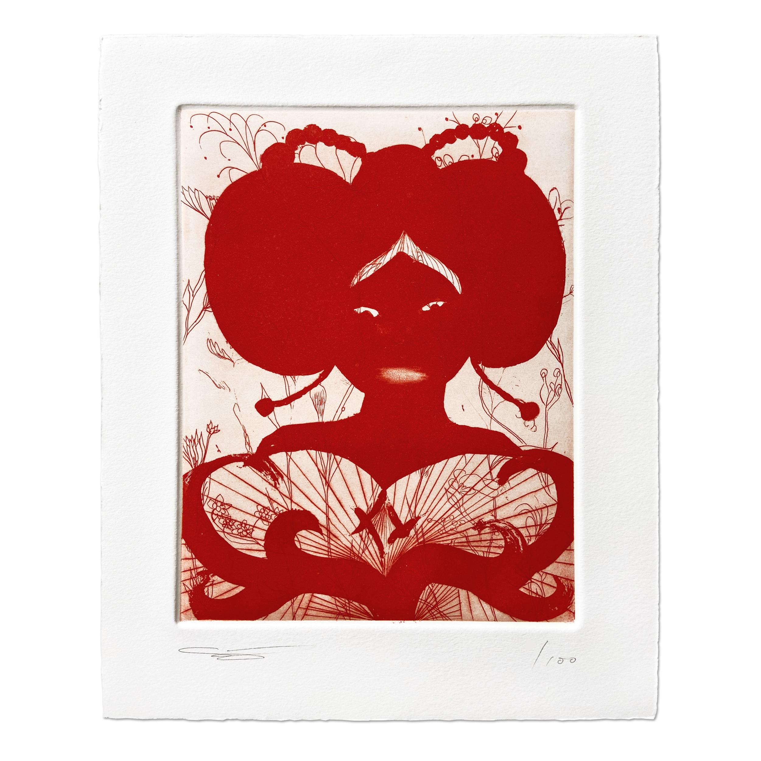 Chris Ofili (British, b. 1968)
Untitled, 2000
Medium: Etching, aquatint and drypoint, on Hahnemühle wove paper
Dimensions: 25.7 × 20.8 cm (10 1/10 × 8 1/5 in)
Edition of 100: Hand-signed and numbered in pencil
Condition: Excellent