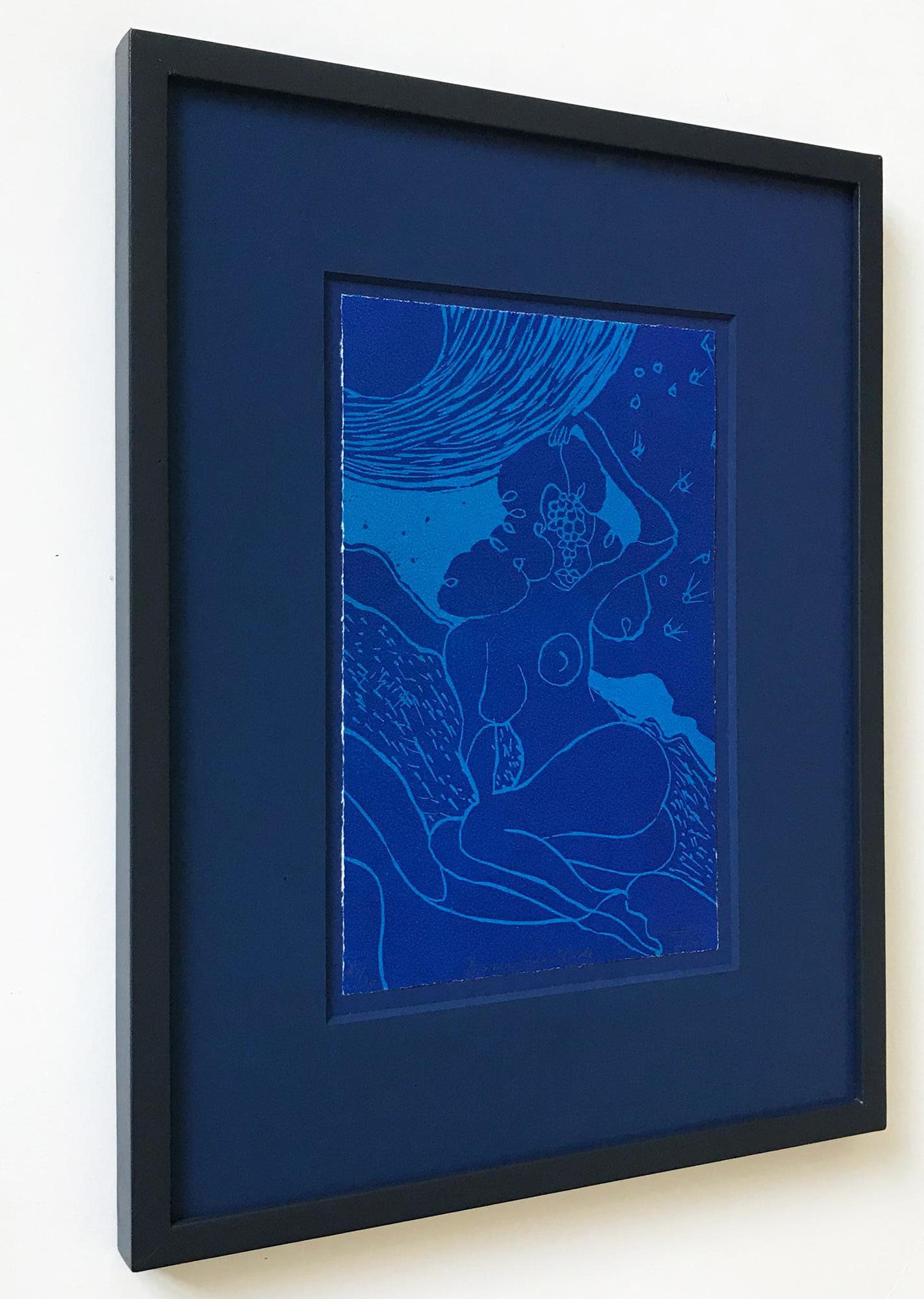 Damascus Nude, Linocut in Artist Frame, Contemporary Art, Young British Artist - Print by Chris Ofili