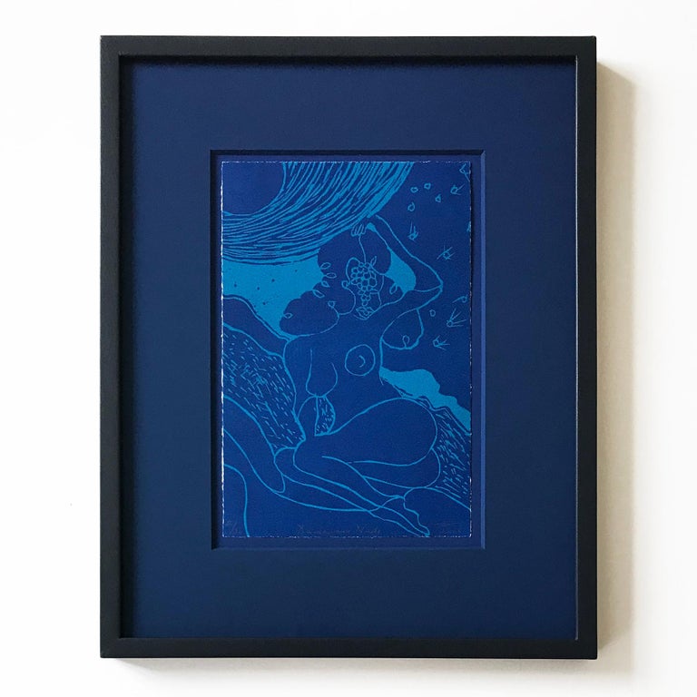 Chris Ofili Abstract Print - Damascus Nude, Linocut in Artist Frame, Contemporary Art, Young British Artist