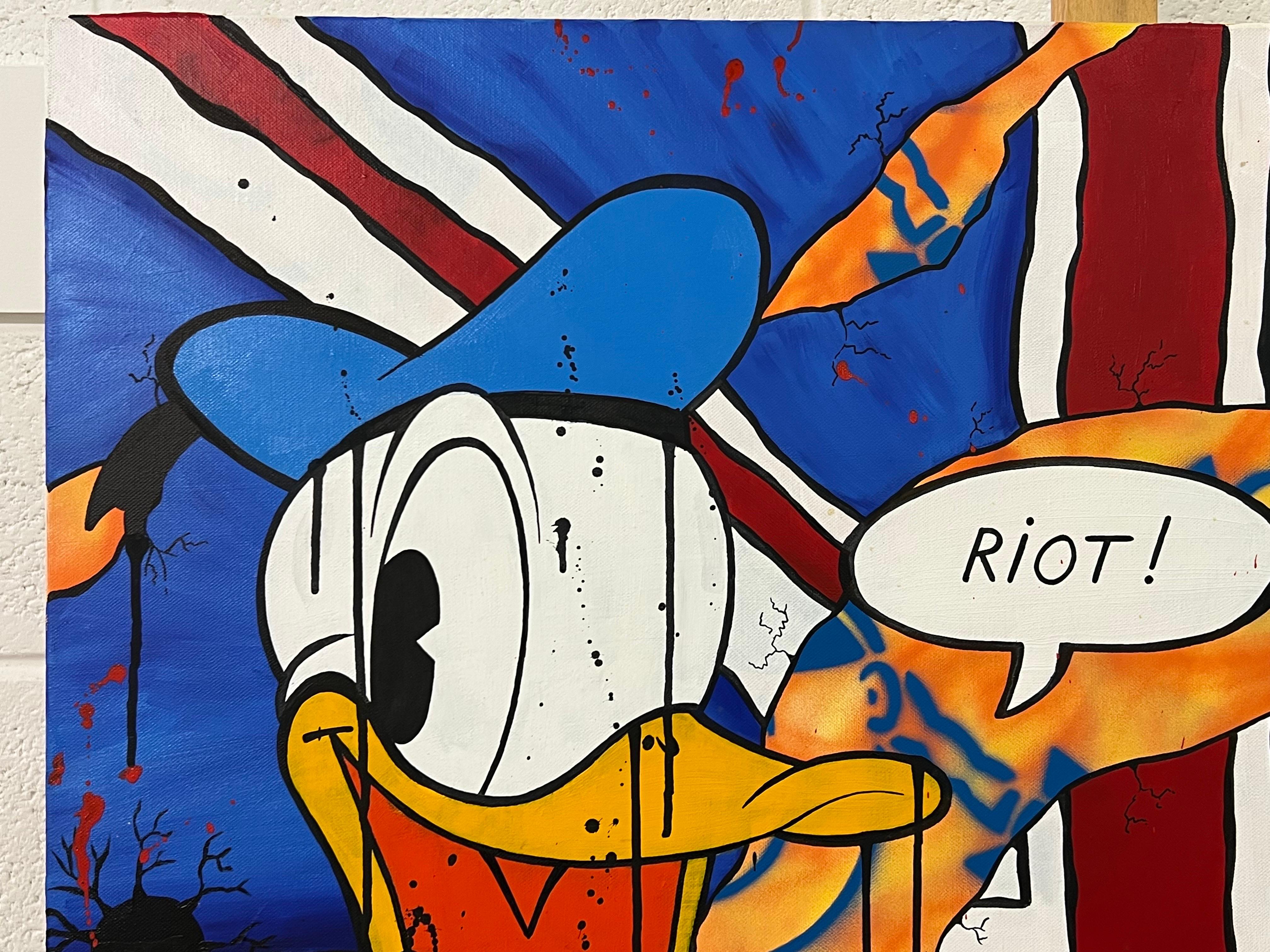 Donald Duck Shell Cartoon Contemporary Pop Art by British Urban Graffiti Artist For Sale 3