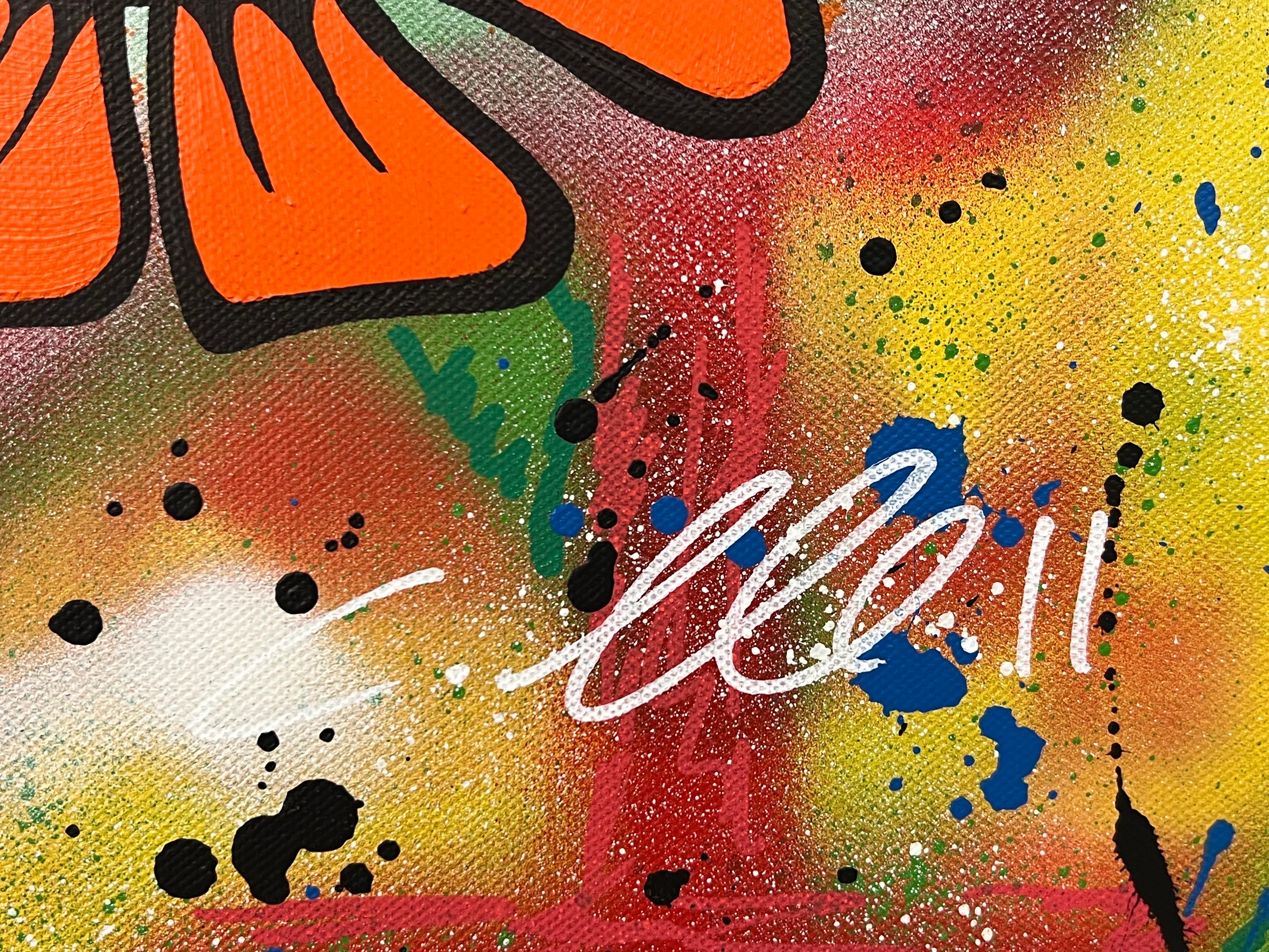 Flowers & Paint - Peinture Pop Art sur fond abstrait d'un artiste graffiti britannique 3